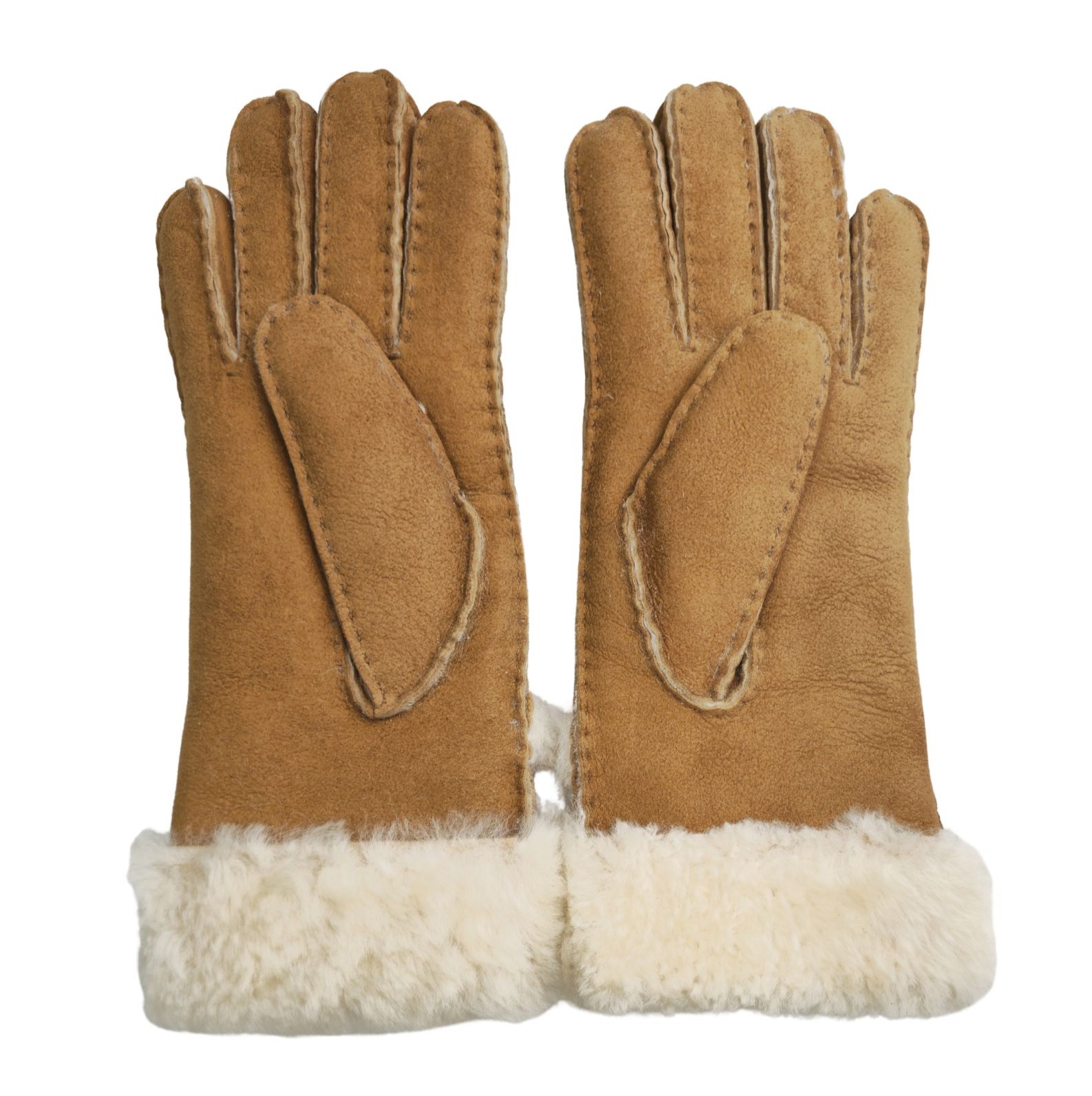 Infinity Leather Womens Genuine Tan Sheepskin Suede Gloves with Roll Up/Down Cuff fingervantar dam – bild 2