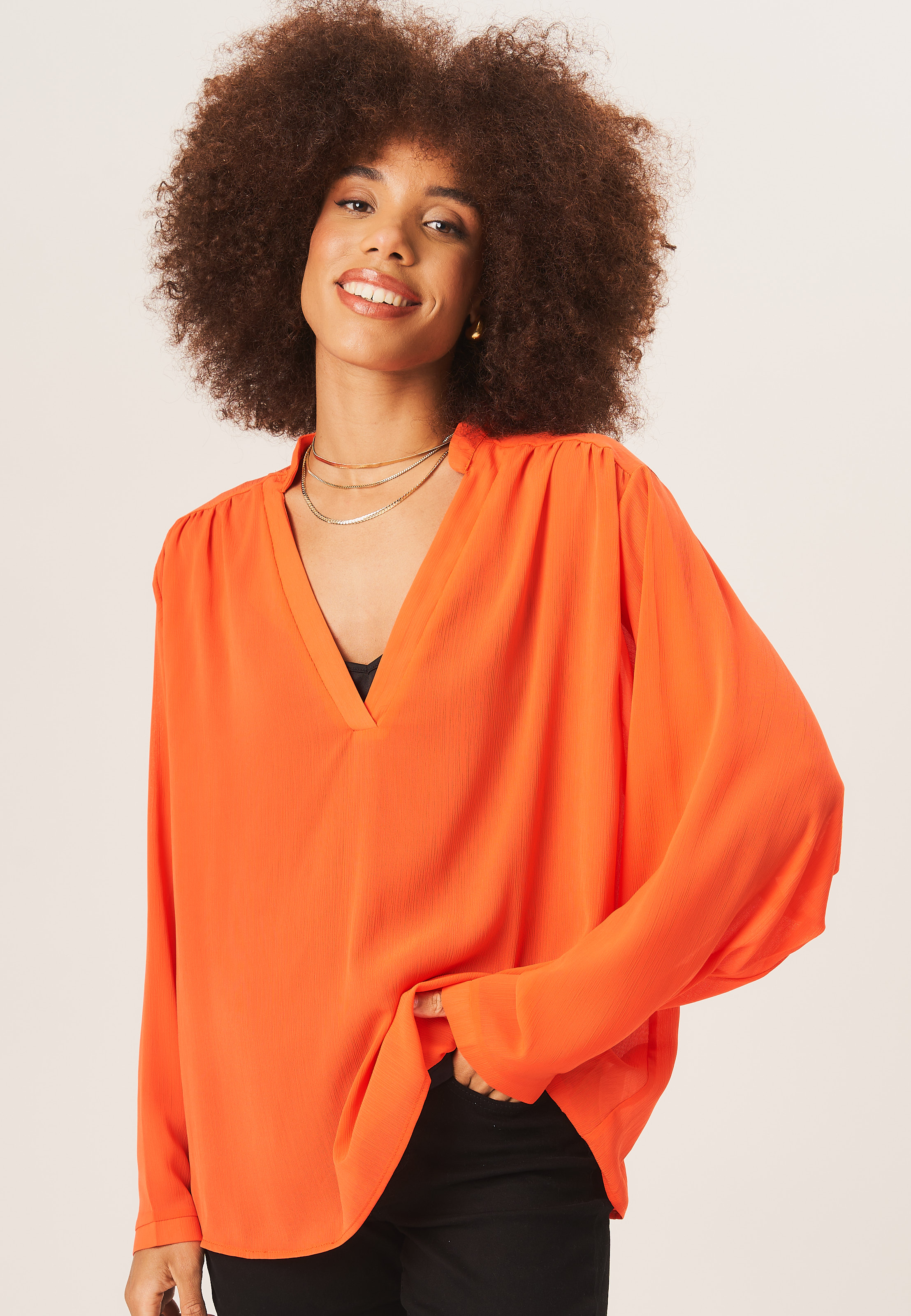 Gini London Texturerad Chiffon Oversized Blus dam – bild 2