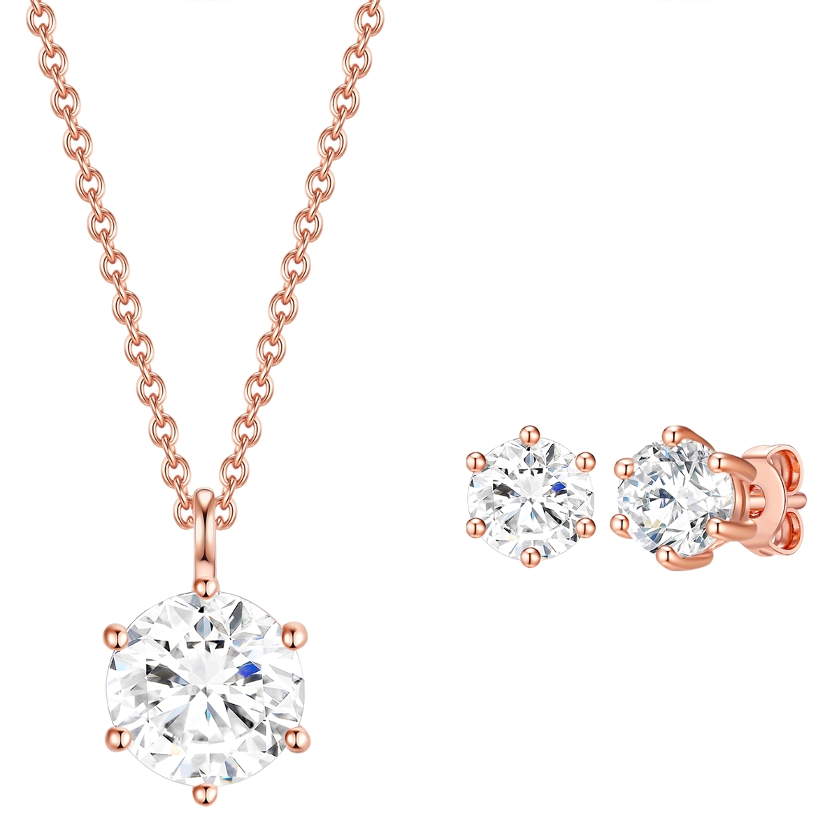 Rafaela Donata Womens Female Sterling Silver Set (Necklace + Earring) - Rose Gold - One Size