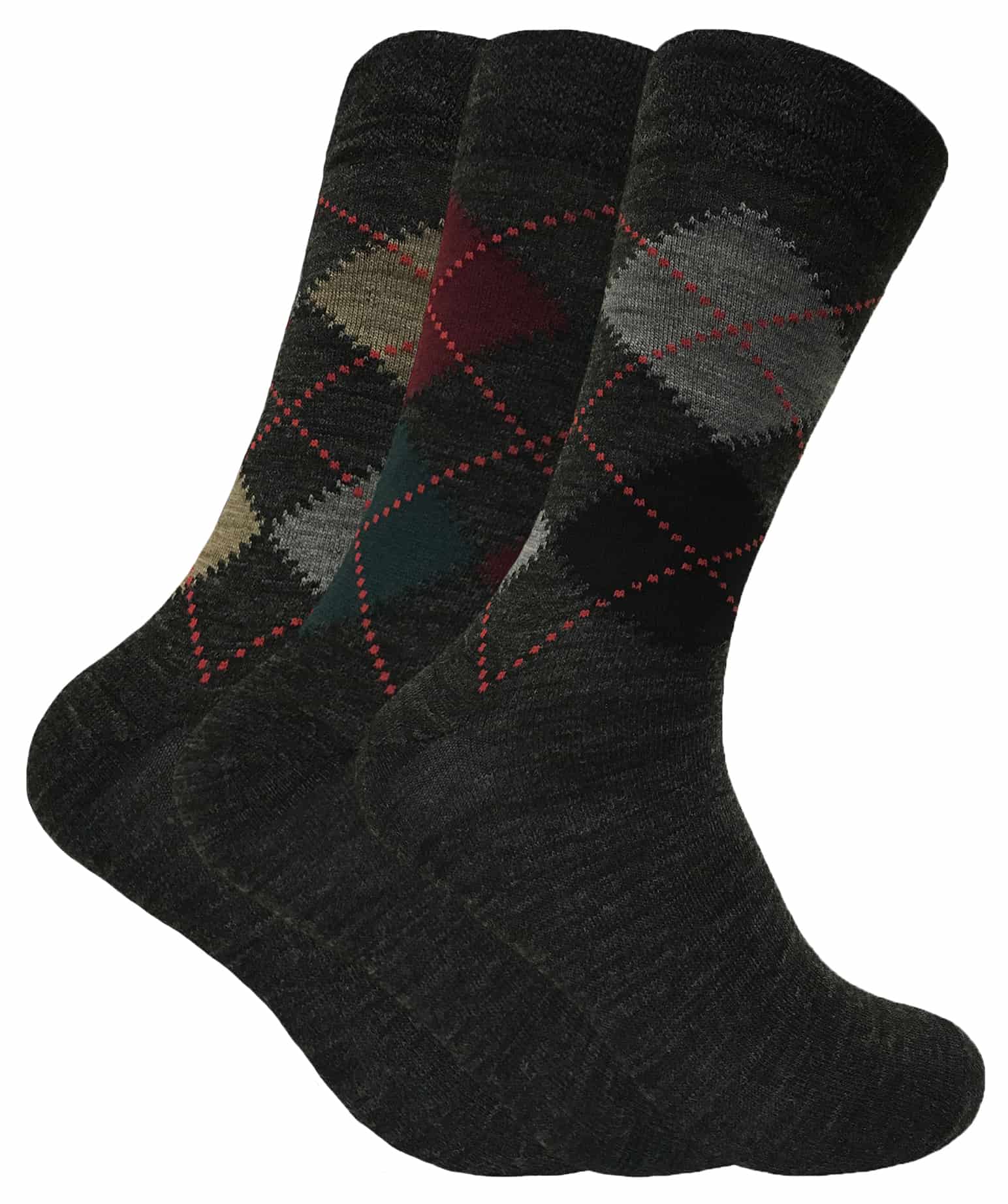 Sock Snob - Heren 3 Pack Lamswol Soft Top Sokken - Grijs