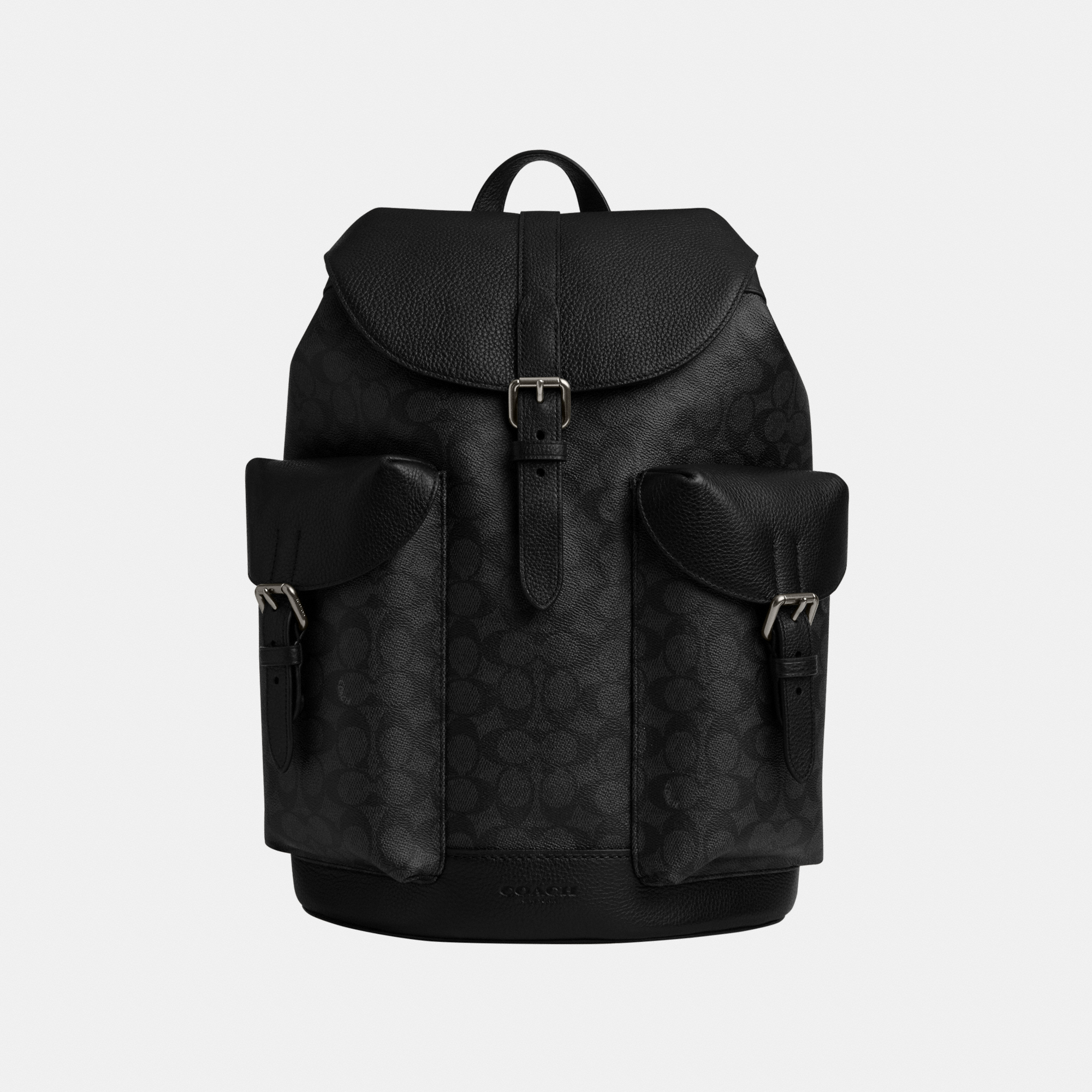 Coach Mens Warner Backpack in Signature - Charcoal - One Size