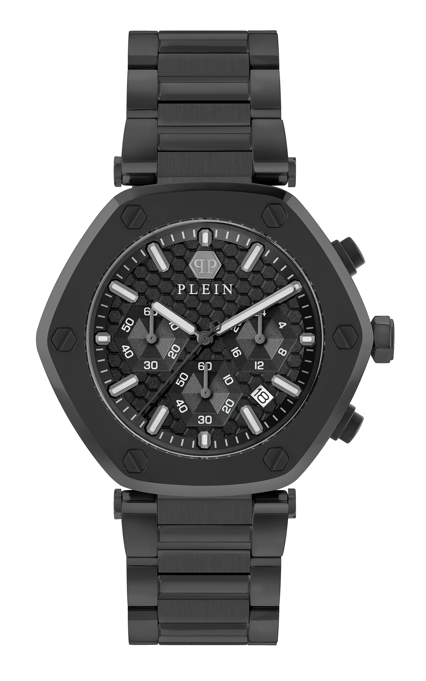 Thumbnail - Philipp Plein The Hexagon Chrono Herren schwarze Uhr PWZBA0623