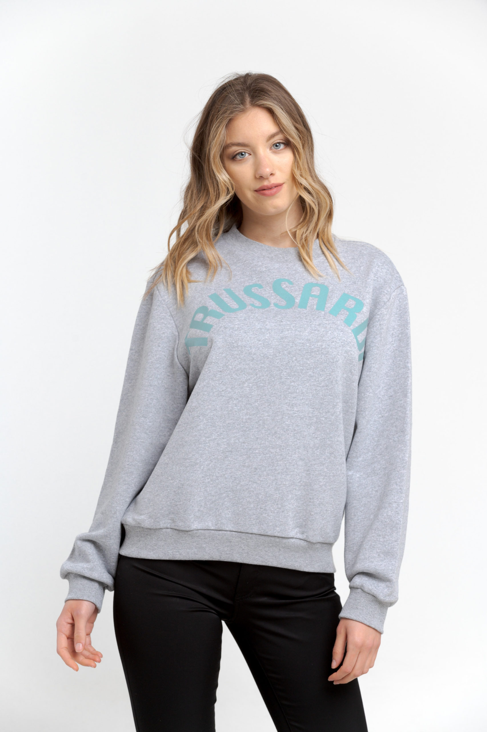 Thumbnail - Trussardi - Pull en coton gris pour femme