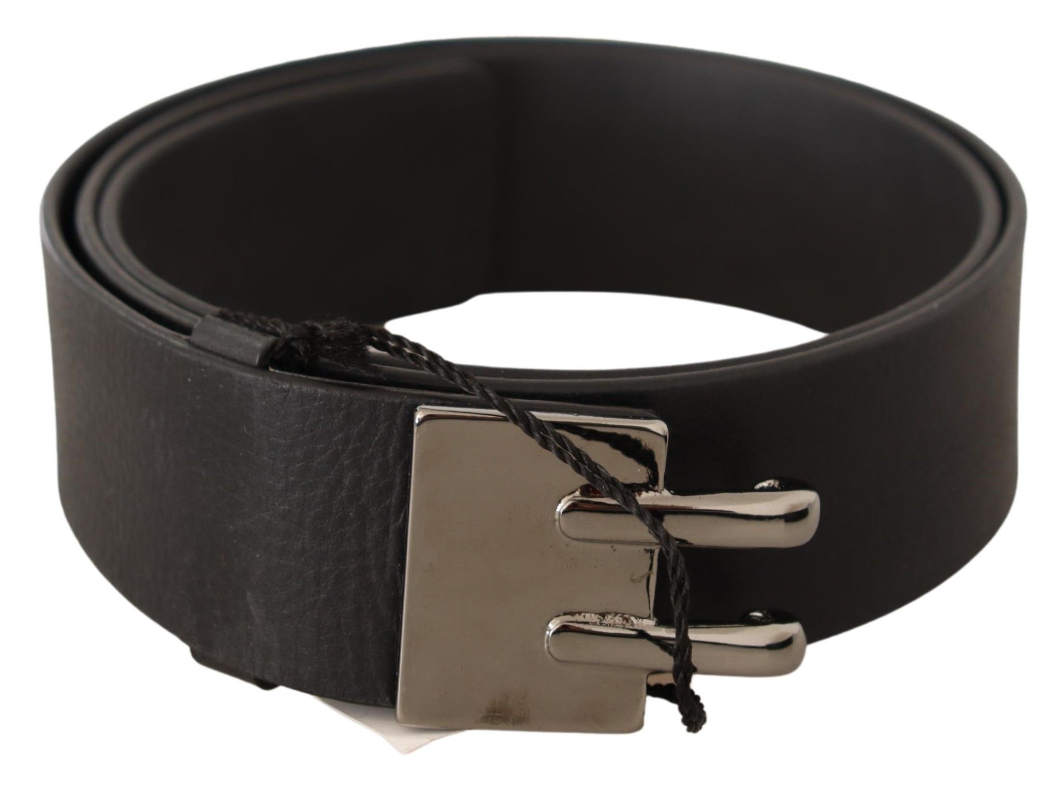 Costume National WoMens Black Leather Silver Buckle Waist Belt - Size 85 cm