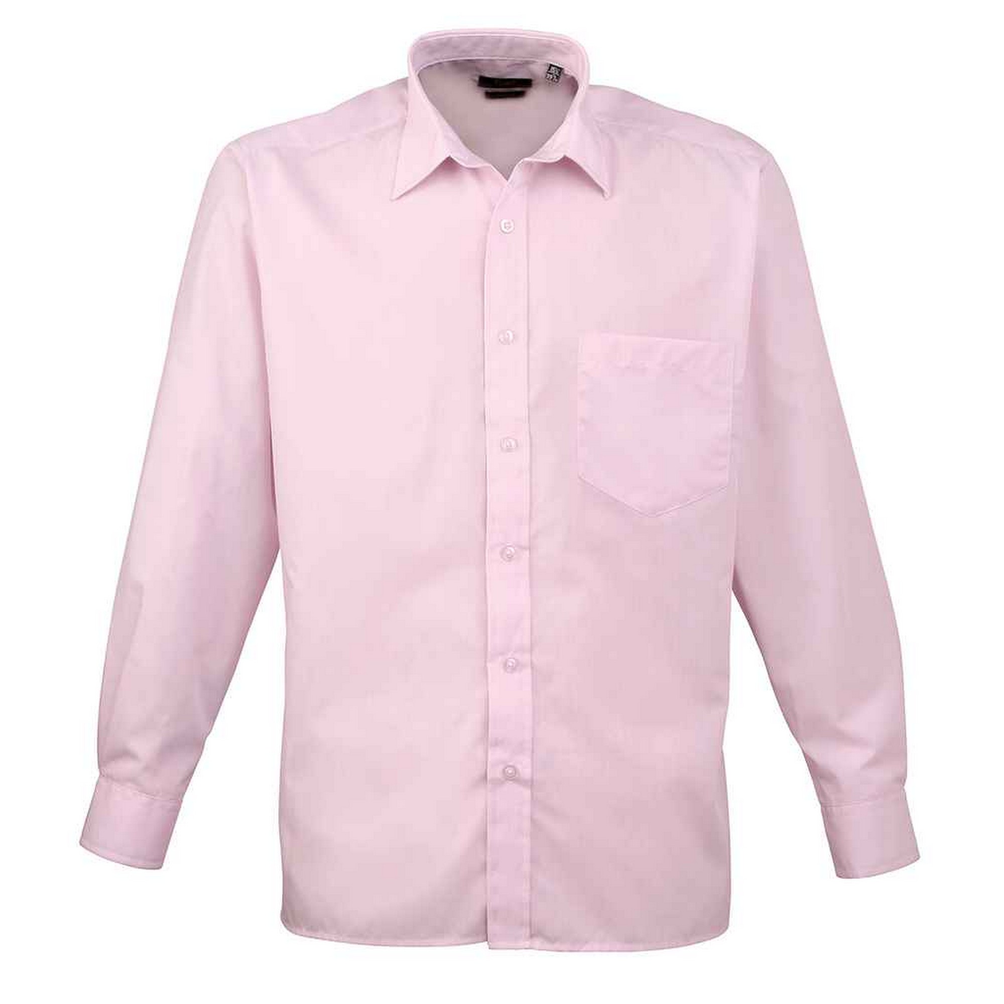 Premier Mens Poplin Long-Sleeved Shirt (Pink) - Size 16 inch