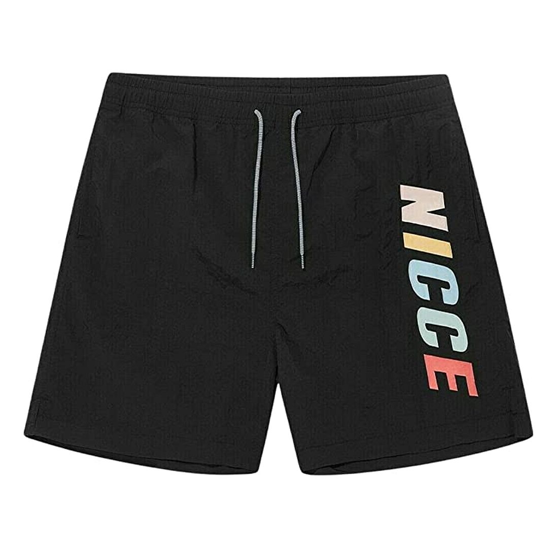 Thumbnail - Nicce Graphic Logo Stretch Taille Black Herren Myriad Schwimmshorts 211 1 06 17 0242