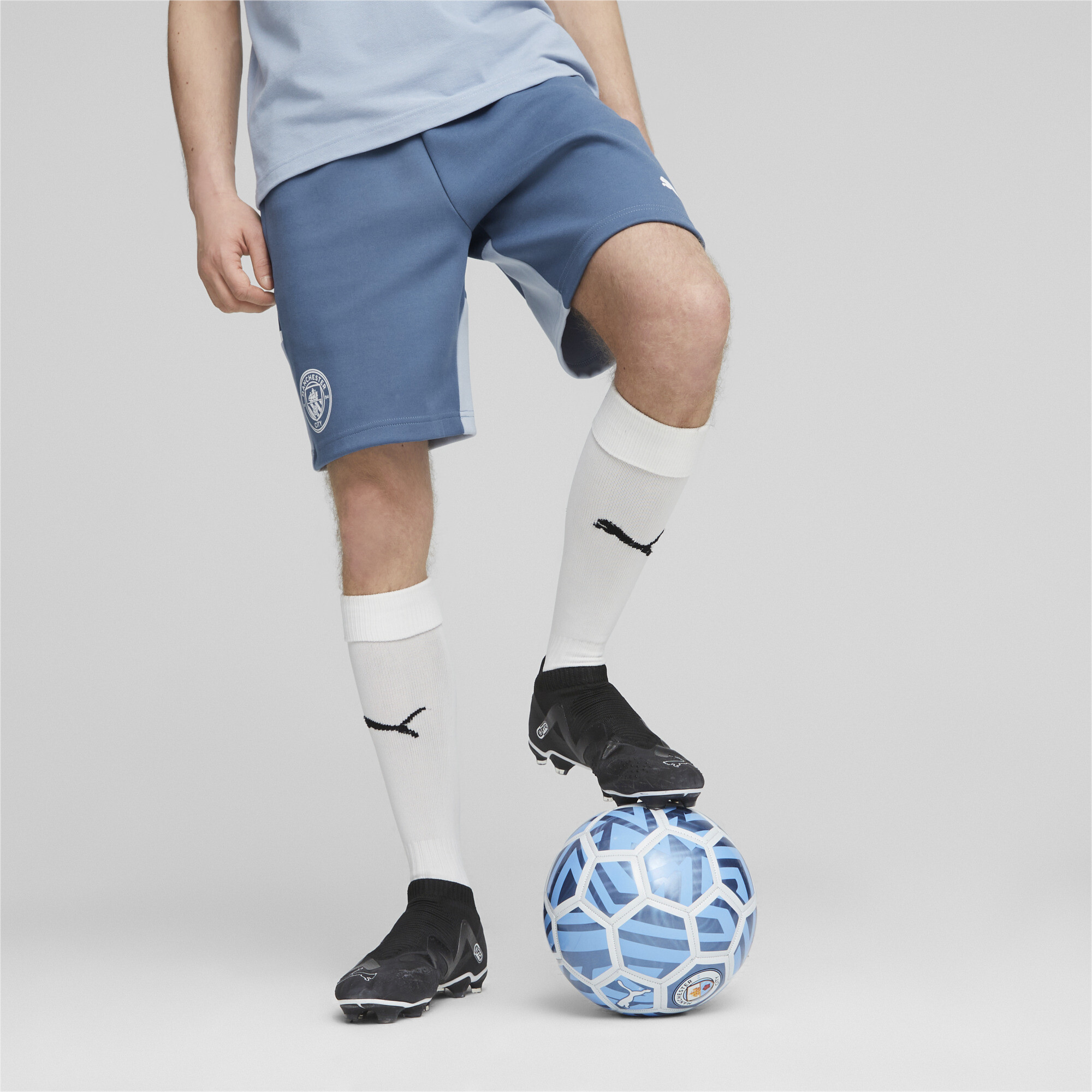 Puma Mens Manchester City Football Casuals Shorts - Blue Cotton - Size Small