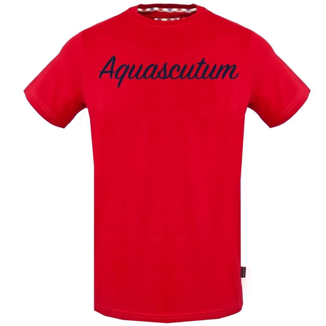 Thumbnail - Aquascutum Unterschrift Logo Rotes T-Shirt