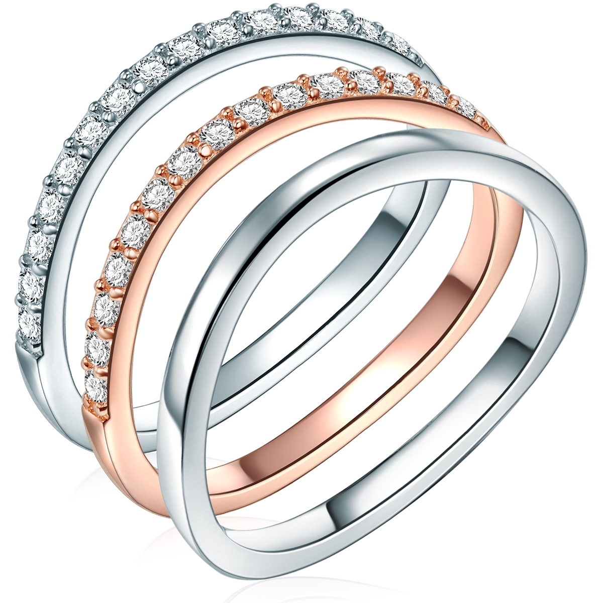 Rafaela Donata Womens Female Sterling Silver Set (Ring 3er) - Size U