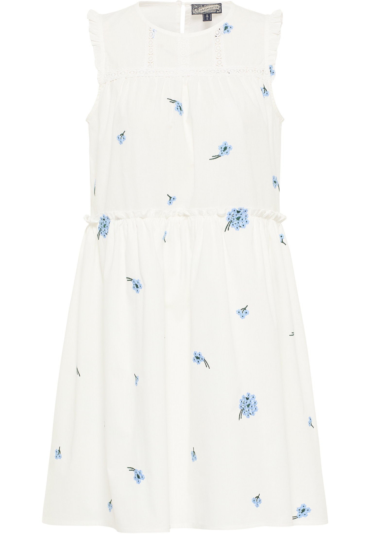 Thumbnail - Dreimaster Midikleid Damen Wollweiss Blau