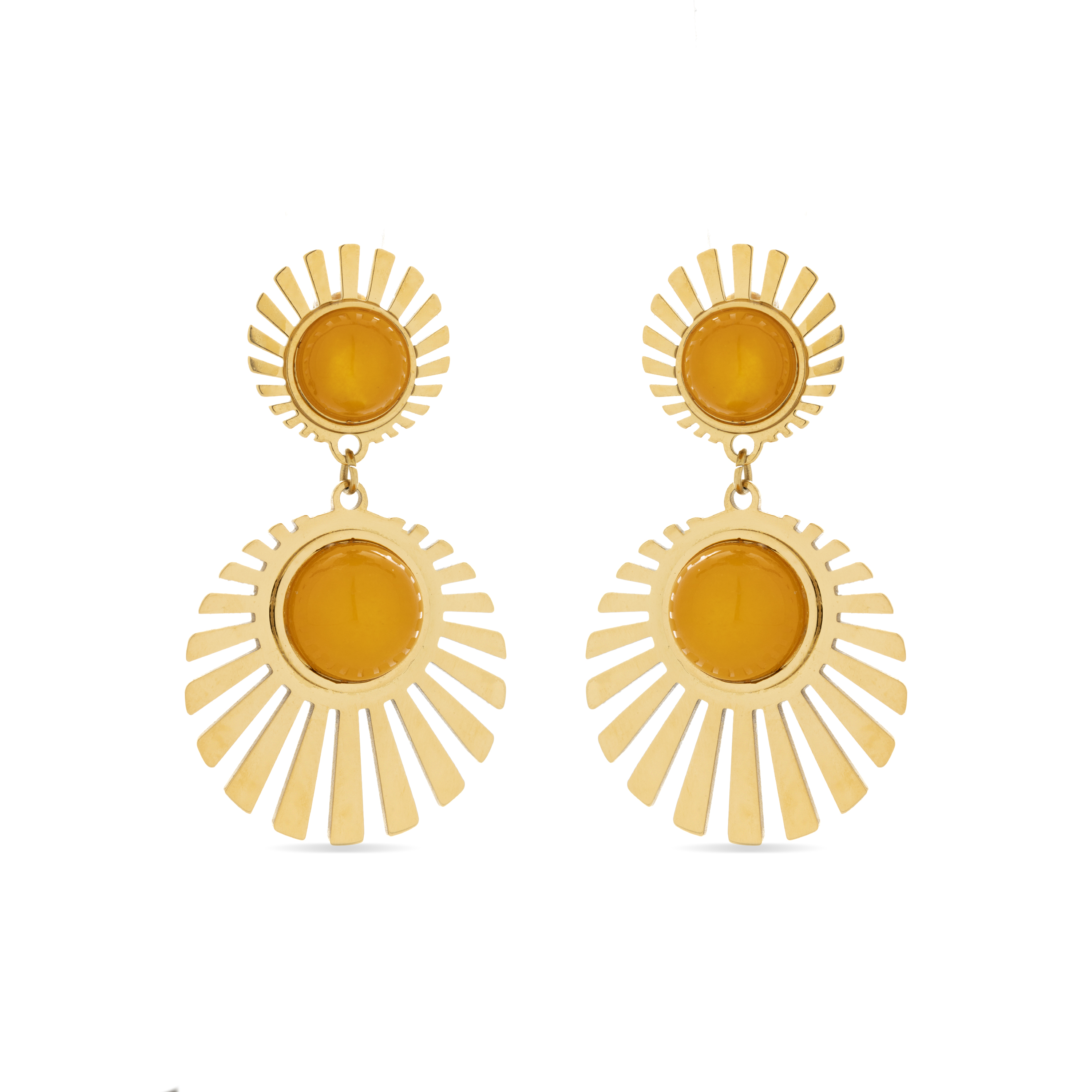 Thumbnail - Luxenter Orange Kristall Ohrringe in 18k Gelbgold - Zuxia