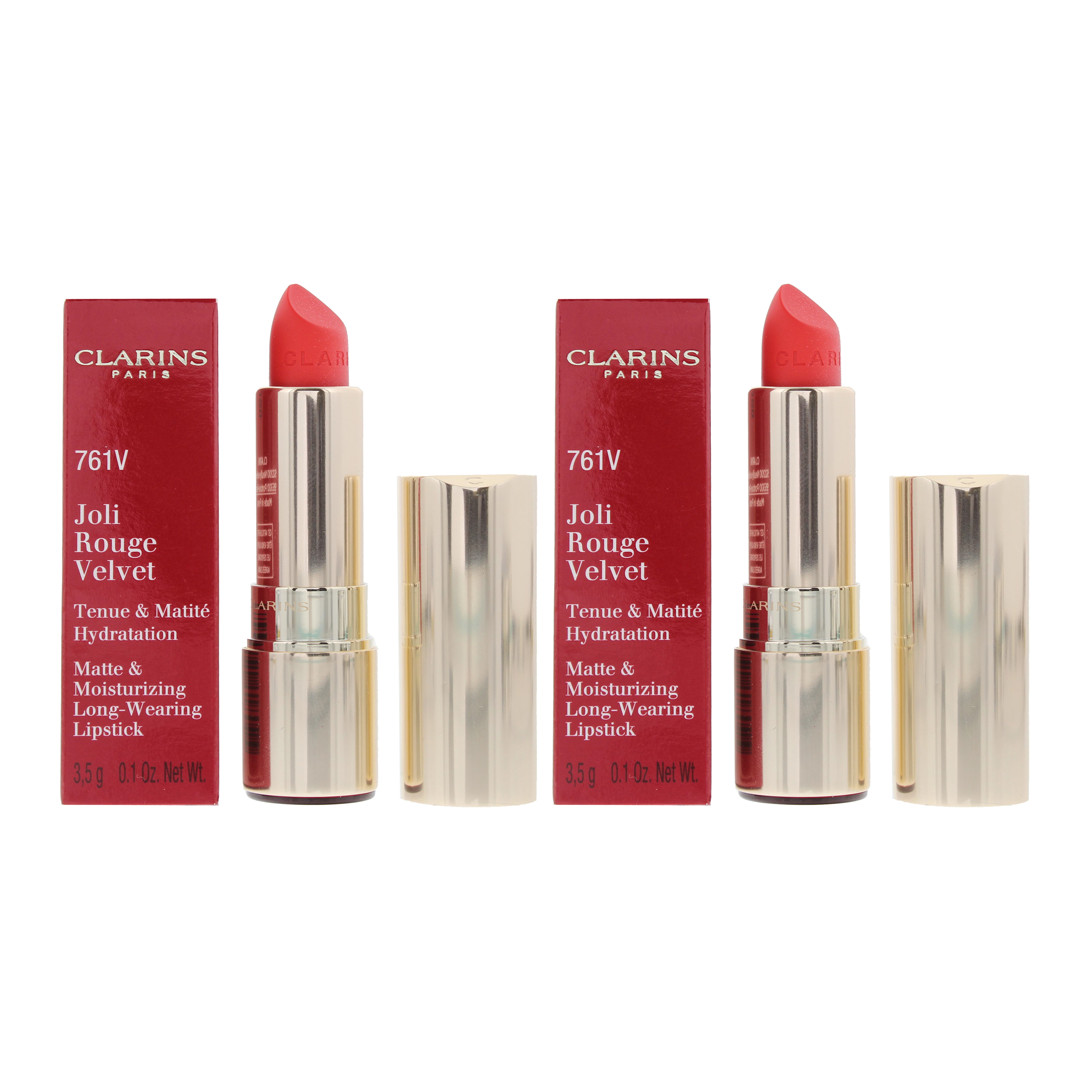 Clarins Womens Joli Rouge Velvet Matte & Moisturizing Lipstick 761V Spicy Chili x 2 - NA - One Size