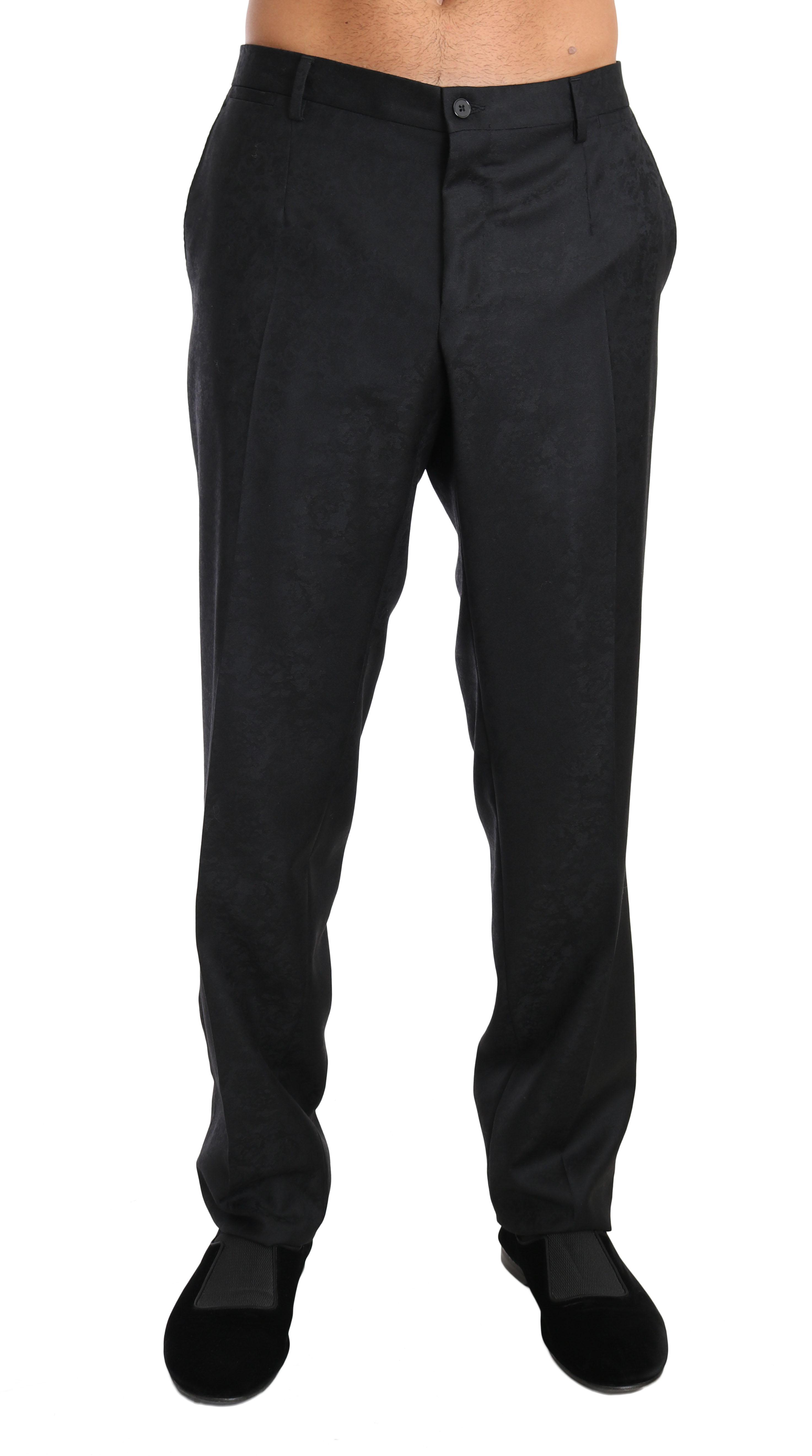 Dolce & Gabbana Mens Gray Cotton Patterned Formal Trousers - Grey - Size IT 54 (Men's)