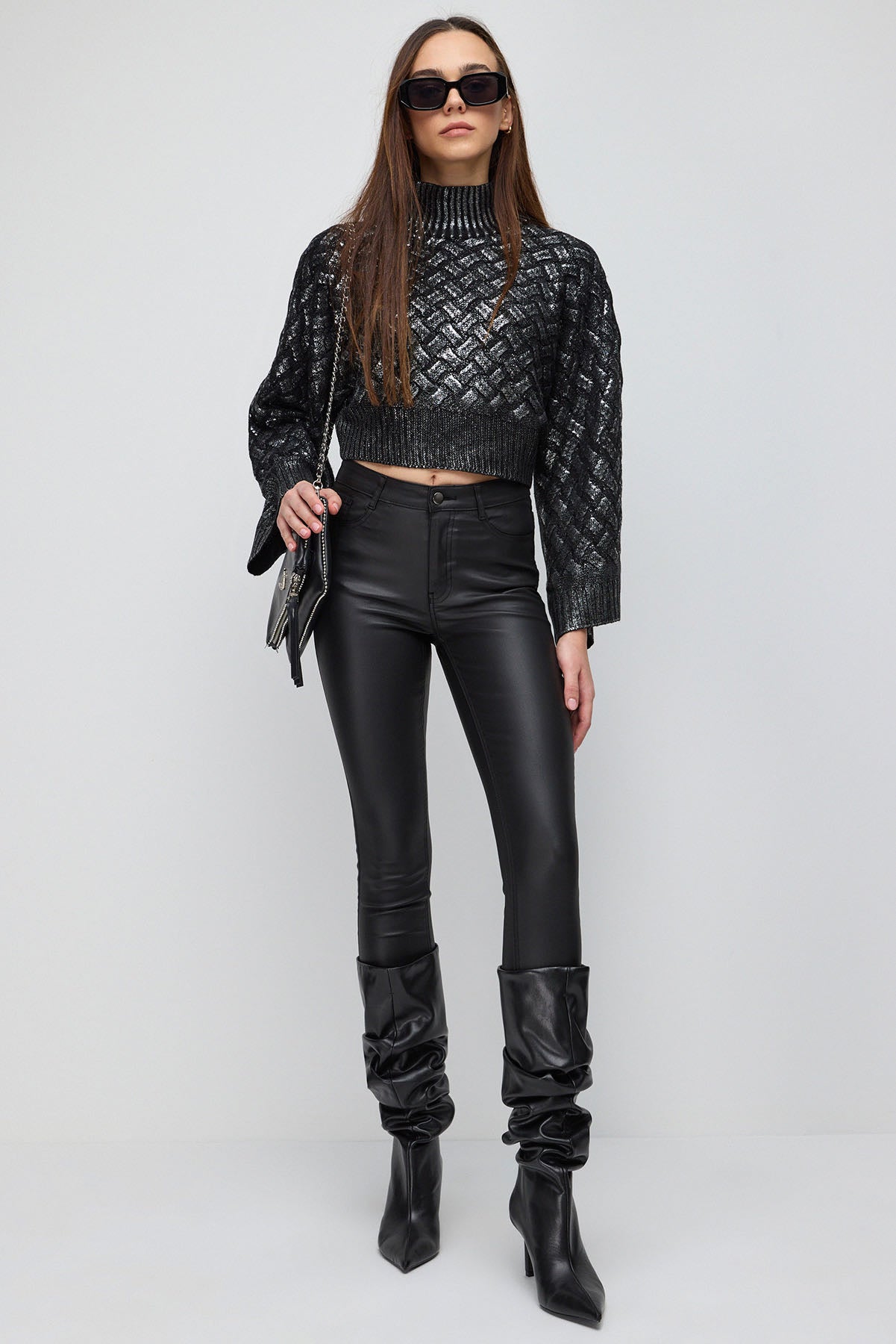 Thumbnail - Bedruckter Crop-Pullover