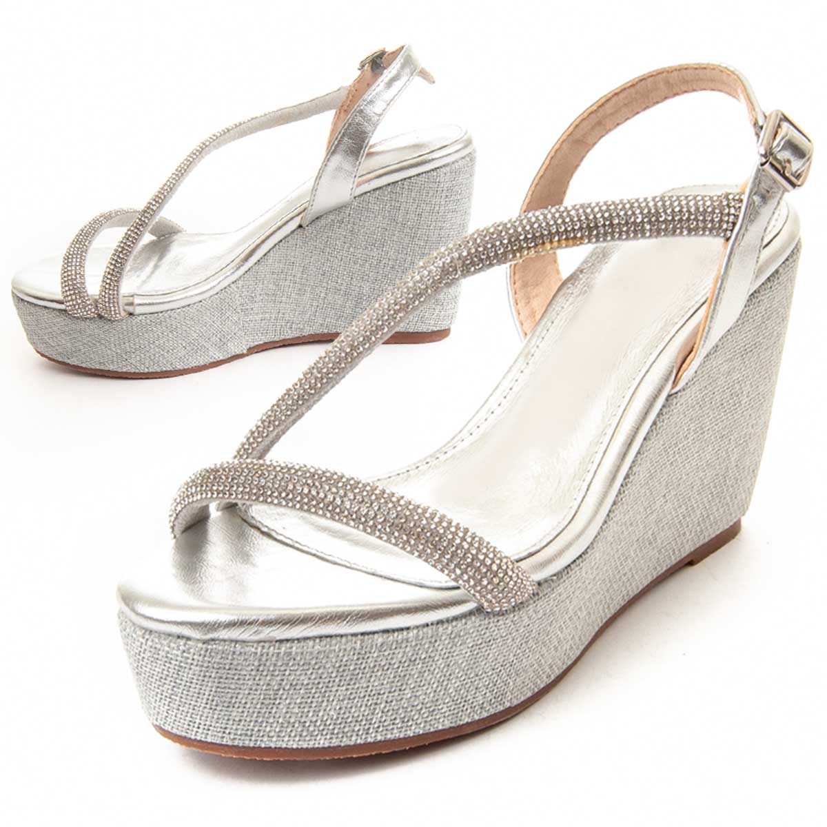 Thumbnail - MonteVita Wedge Sparto Sandale Wesparto8 in Silber