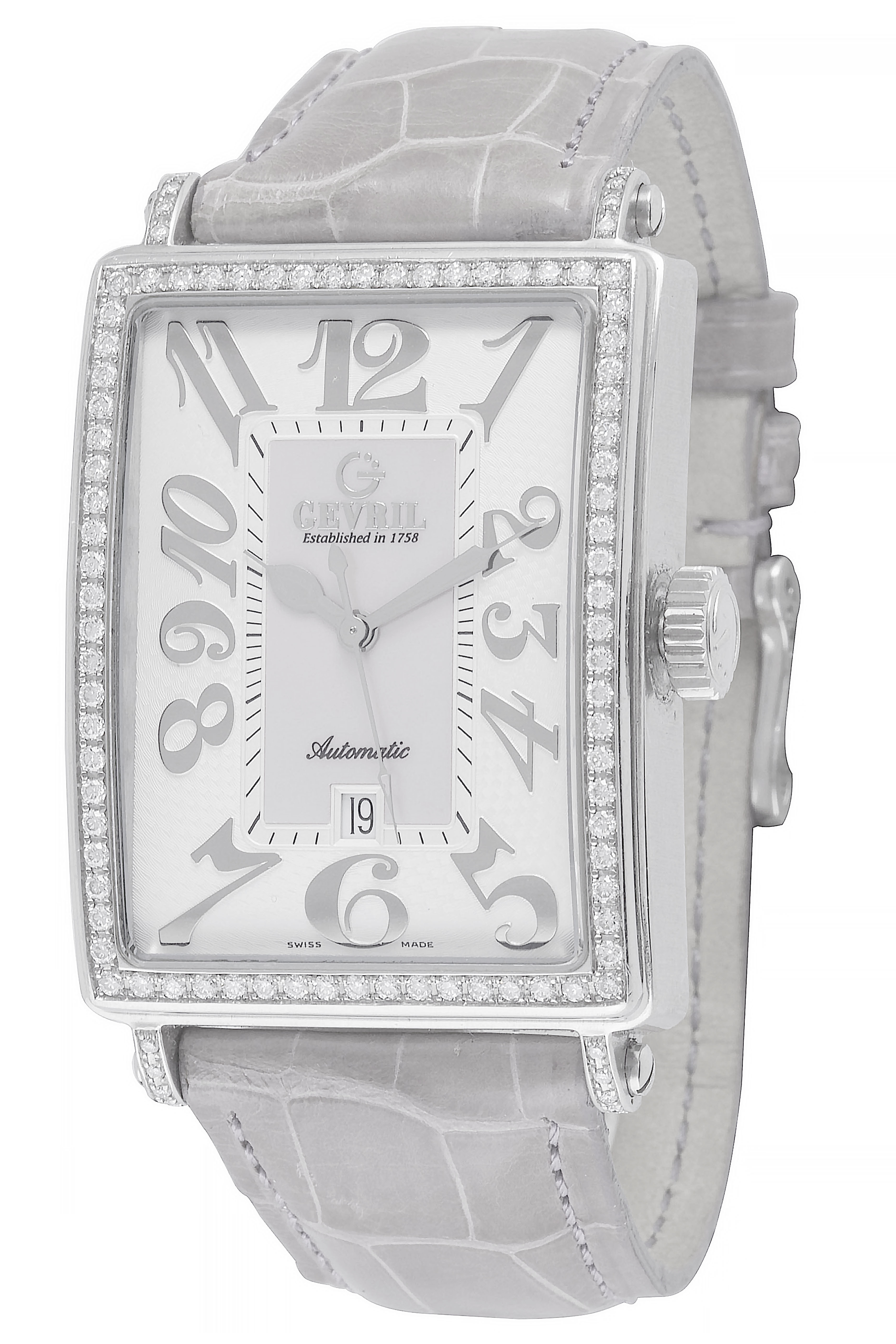 Gevril WoMens Glamour White Dial Calfskin Leather Watch – One Size