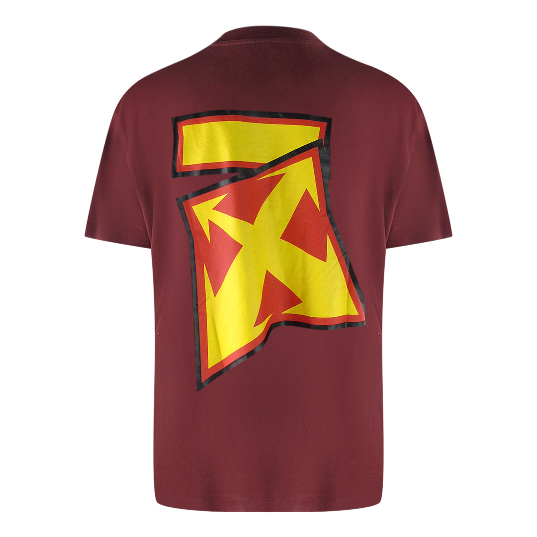 Off-White Thunder Stable Oversized Fit Burgundy T-shirt herr – bild 2
