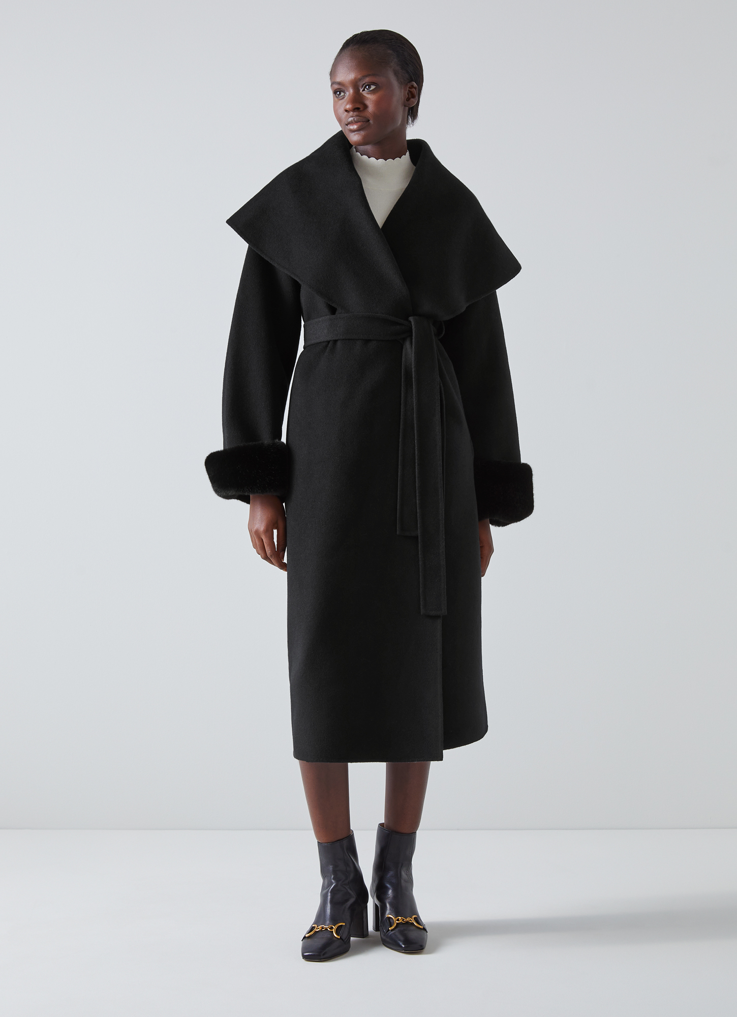 LK Bennett Womens Jodie Coats, Black Wool – Size Medium