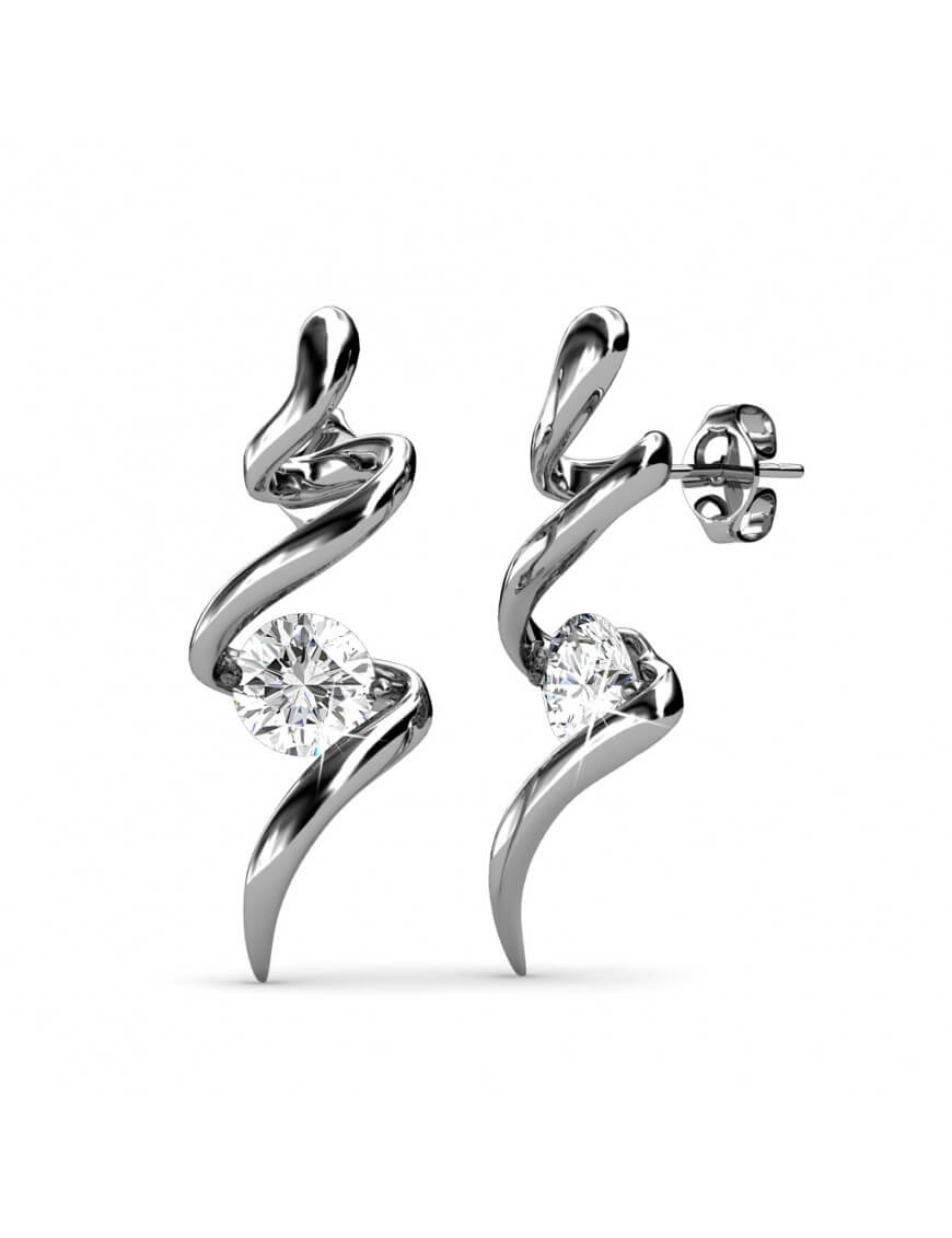 Thumbnail - Spiralförmige Ohrringe - Silber und Kristall