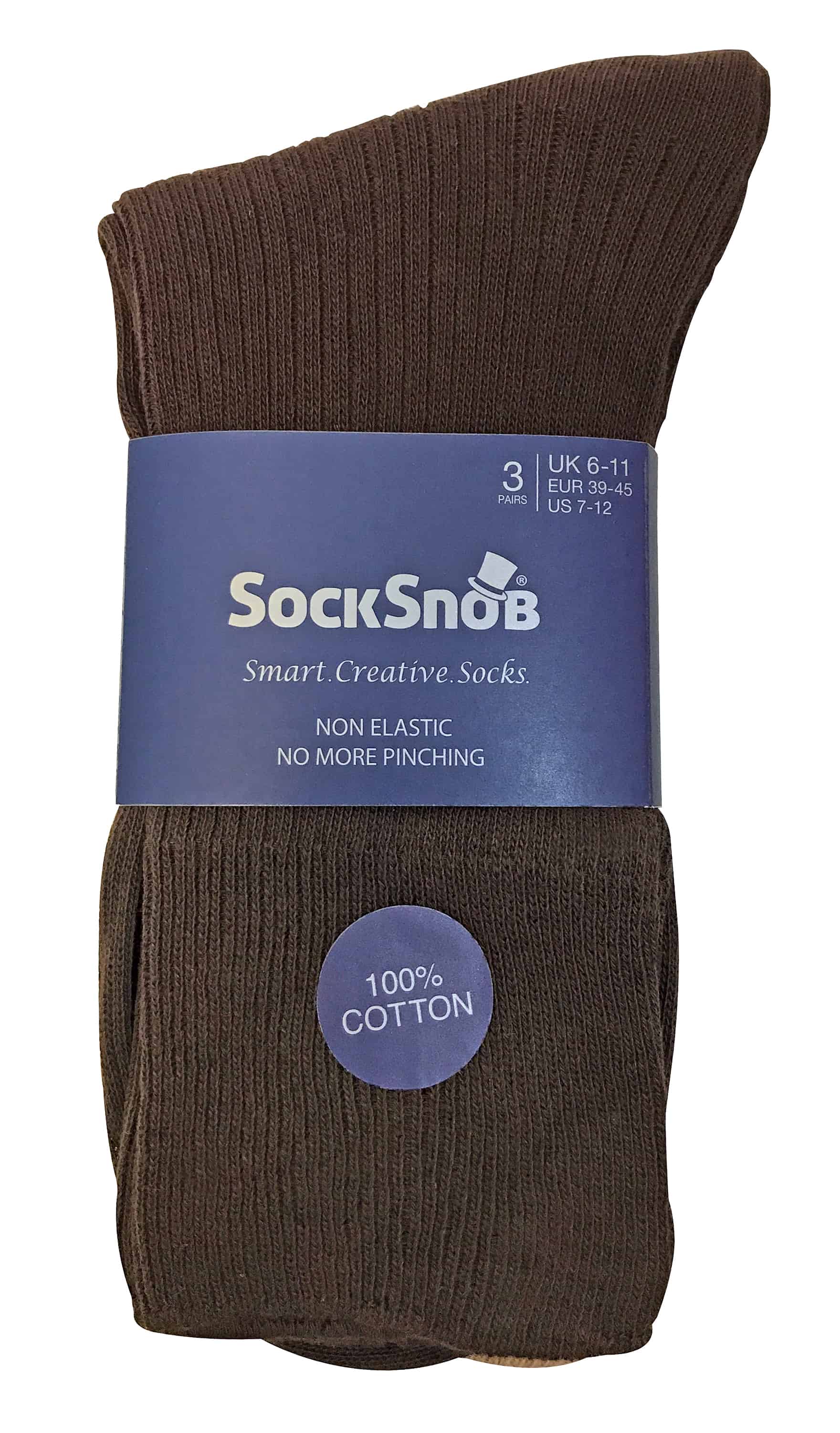 Sock Snob 6 par herrar andningsaktiva bomullsstrumpor utan resår, lösa och vida – bild 2