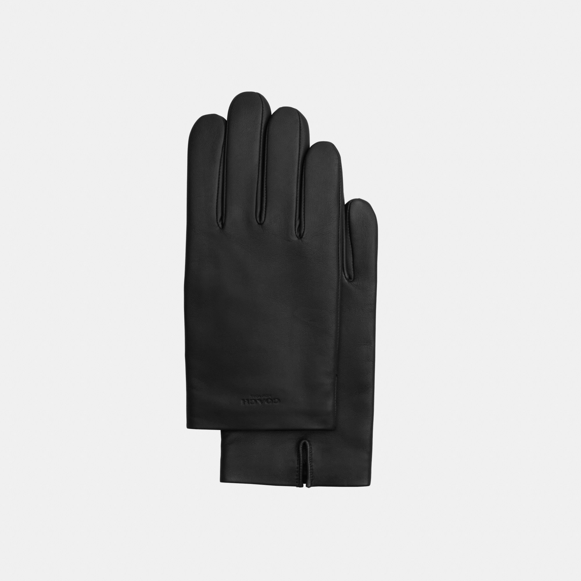 Coach Embossed Mens Leather Tech Glove - Black - Size X-Large