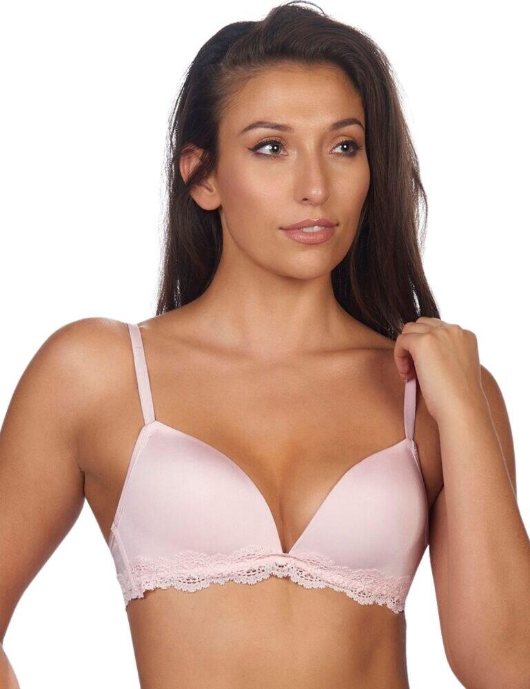 After Eden Womens Lyonne Wireless Lace Bra - Pink Polyamide - Size 32D