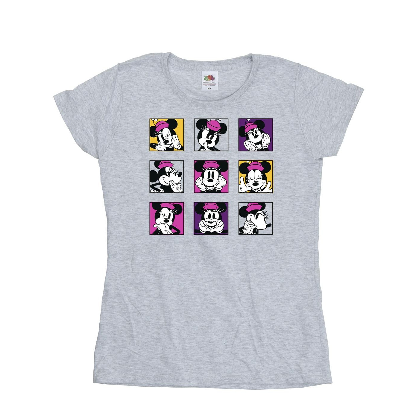 Thumbnail - Disney - "Minnie Mouse Squares" T-Shirt für Damen (Grau)