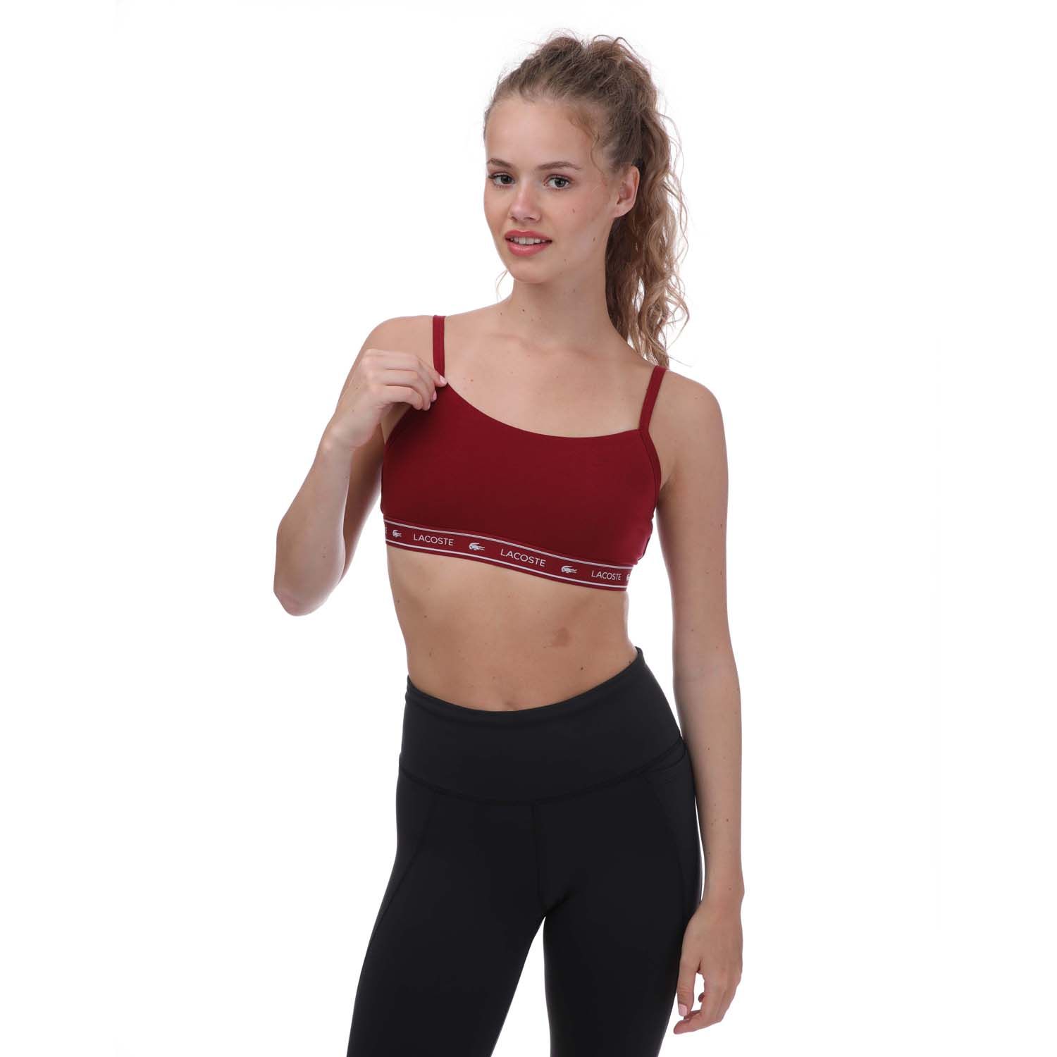 Dames Lacoste Branding Bandeau Bralette in Bourgondië