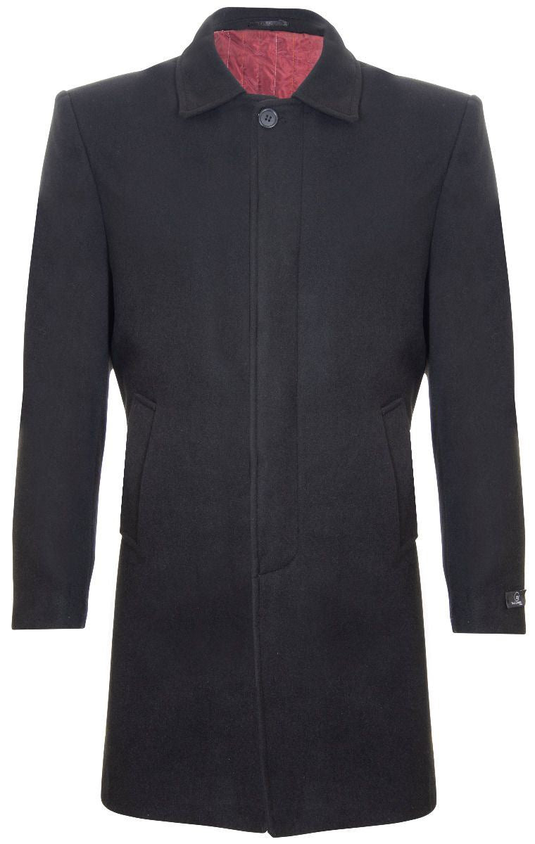 Thumbnail - Herren 3/4 langer schwarzer Wollmantel Crombie Manteljacke Peaky Blinders Slim Fit