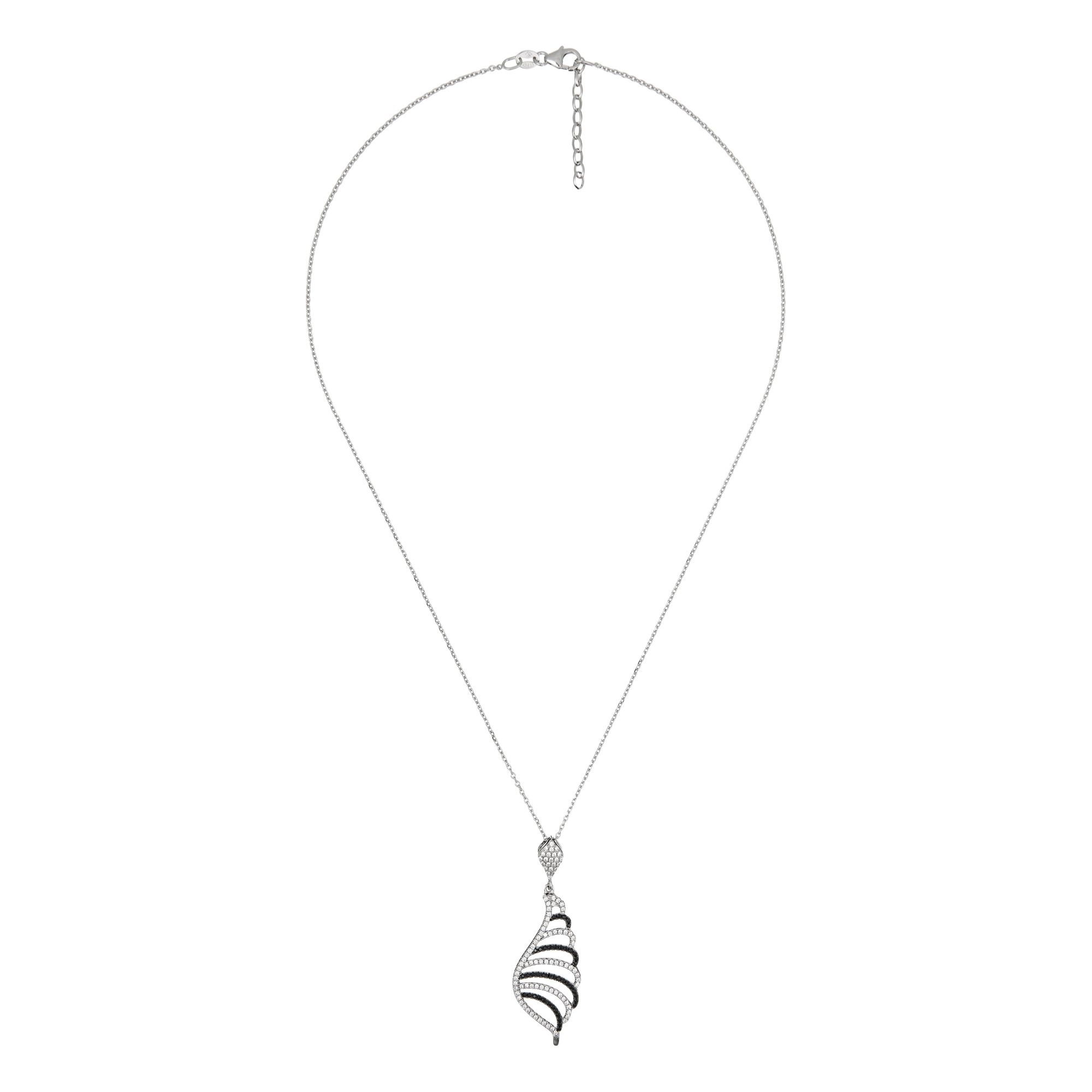 Thumbnail - Orphelia Damen-Kette aus 925er Sterlingsilber mit Anhänger, Silber/Schwarz, ZH-4839