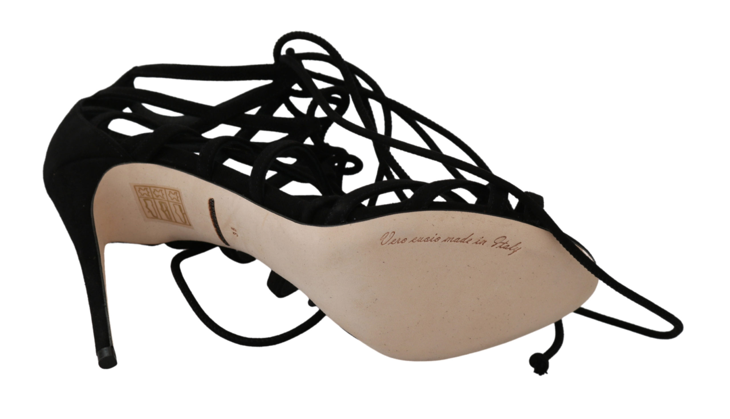 Dolce&Gabbana Svart mocka rem stilettos skor sandaler dam – bild 2