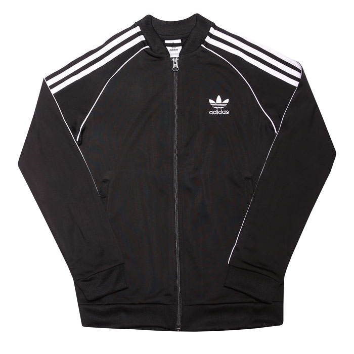 Boy's adidas Originals Junior Superstar Track Top in Black