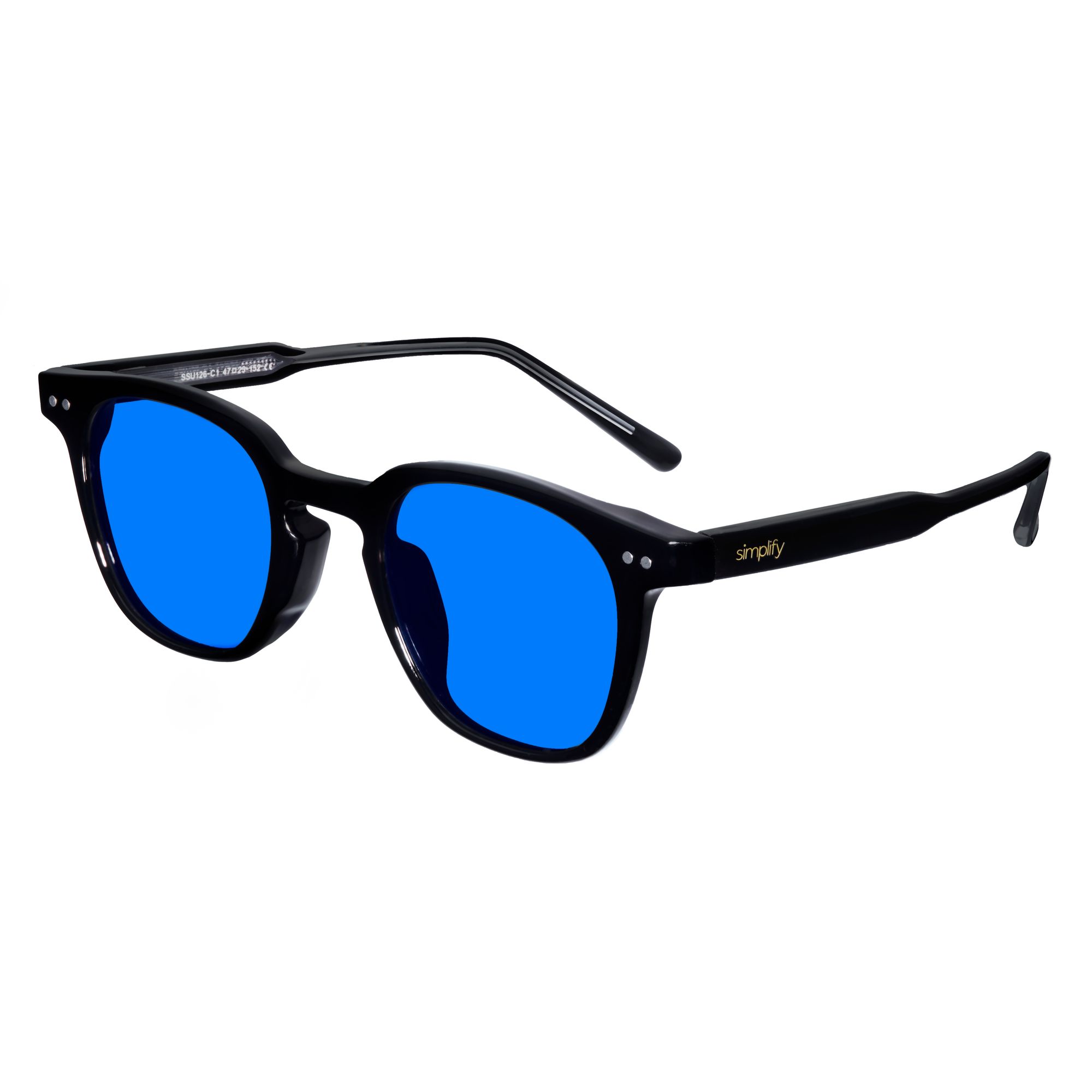 Simplify Unisex Alexander Polarized Sunglasses - Black/Blue Stainless Steel - One Size