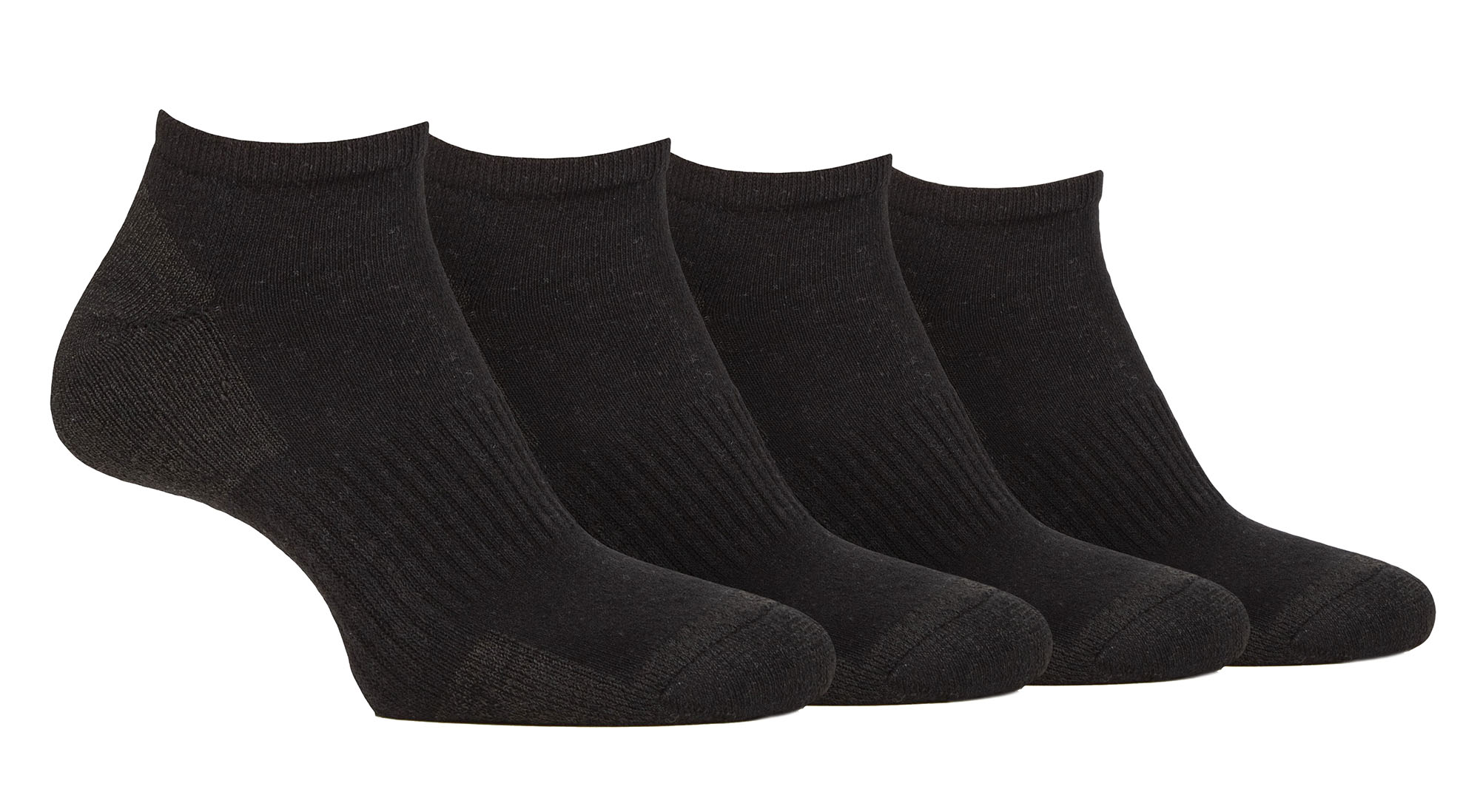 Thumbnail - Mens Cushioned Trainer Socken | Jeep | 4 Pack atmungsaktiv gepolstert Low Cut Socken - schwarz