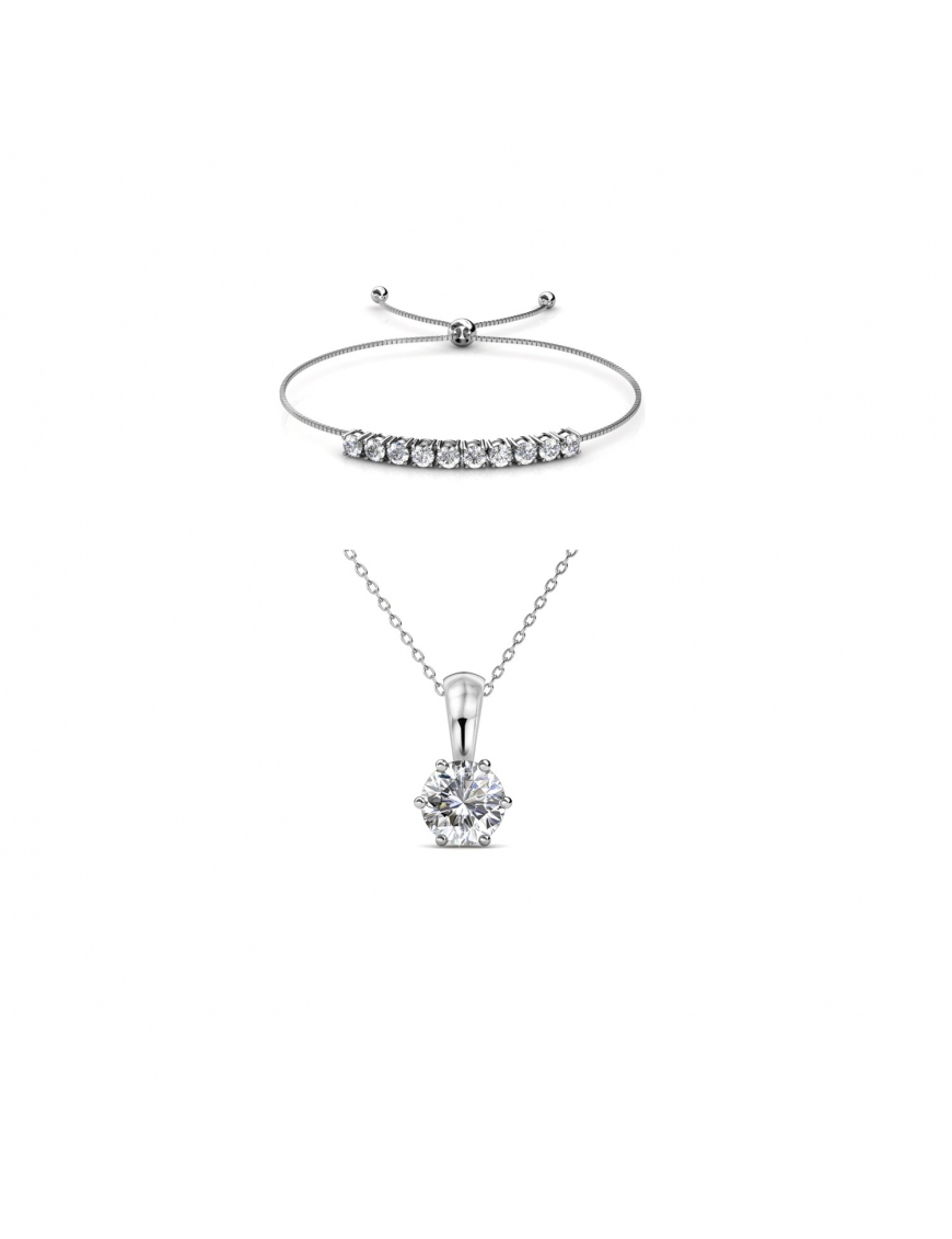 Thumbnail - Kristall Mia Geburtsstein Set - Silber und Kristall