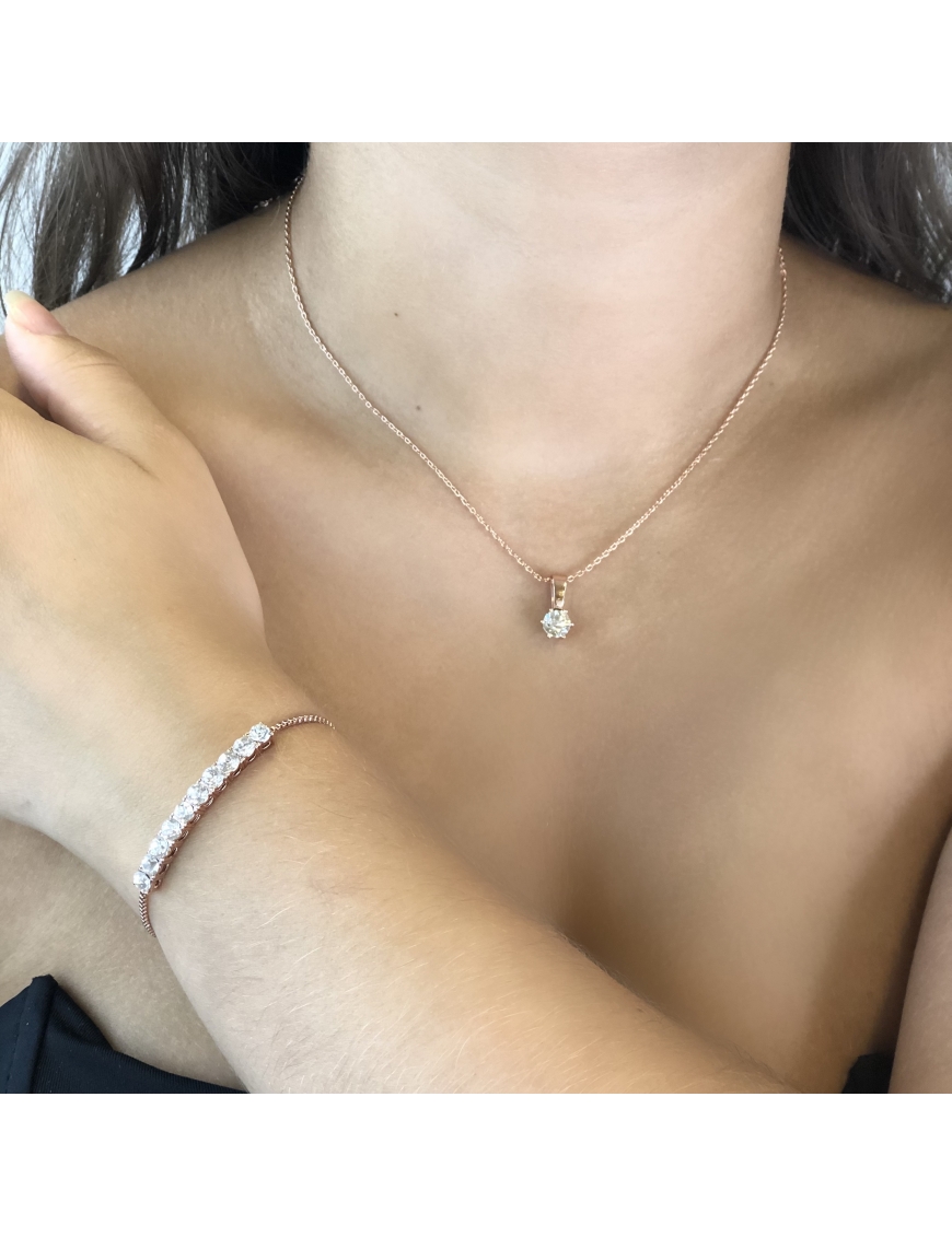 MYC Paris Crystal Mia Födelsesten Set Roséguld och kristall halsband dam – bild 2