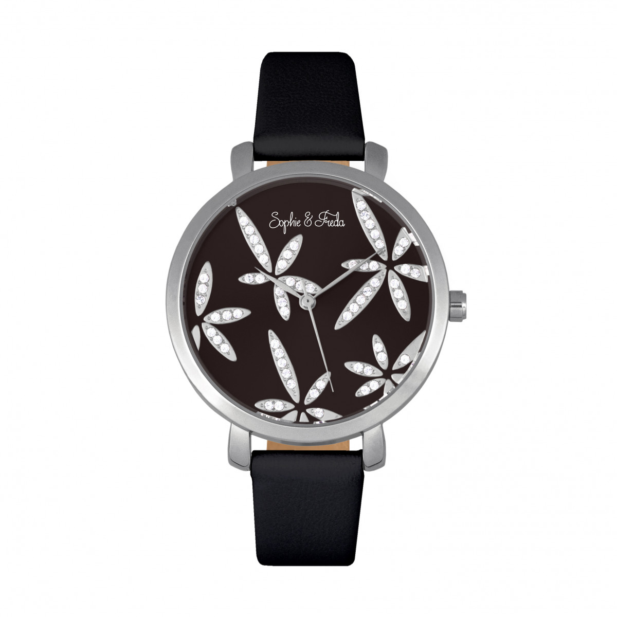 Thumbnail - Montre Sophie & Freda Key West avec bracelet en cuir et cristaux Swarovski