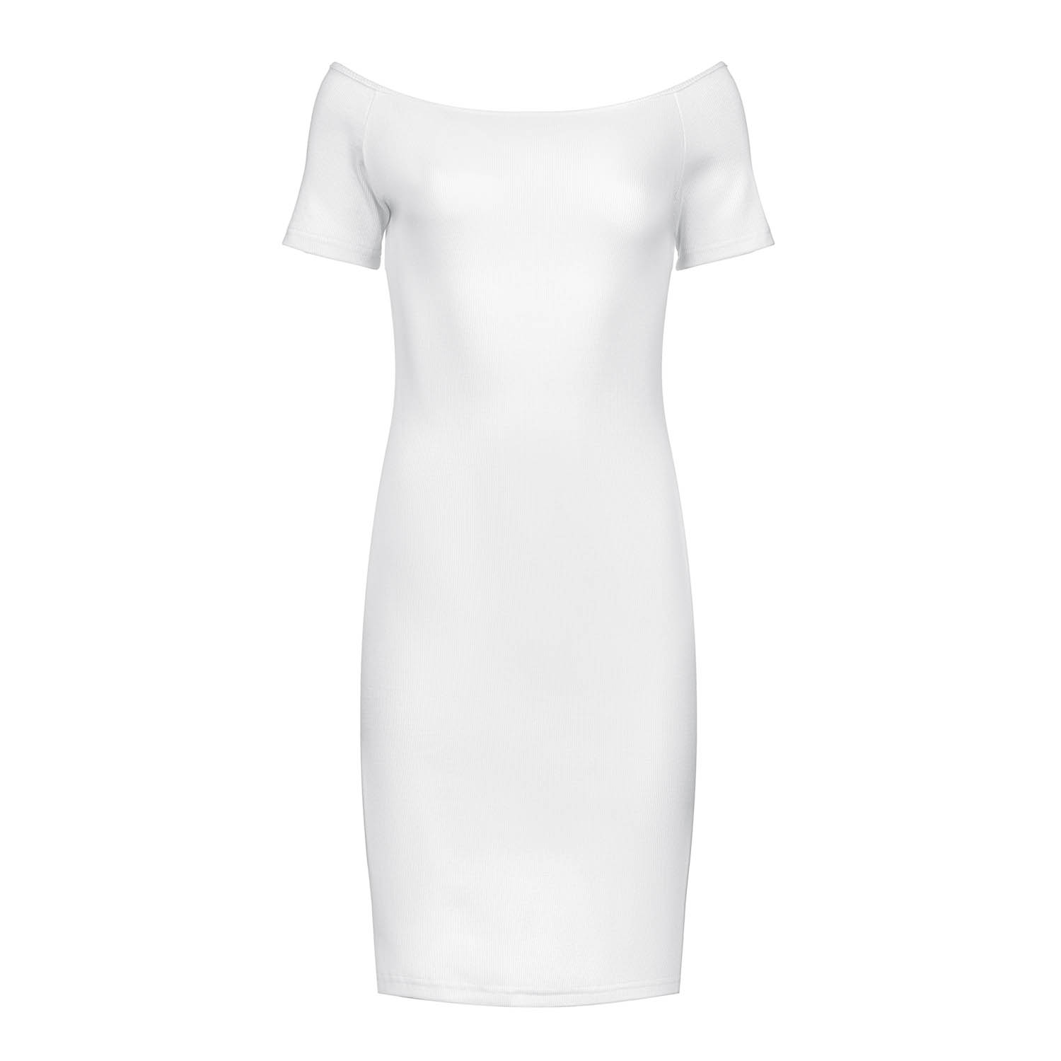 Thumbnail - Weißes Schulterfreies Enges Kleid