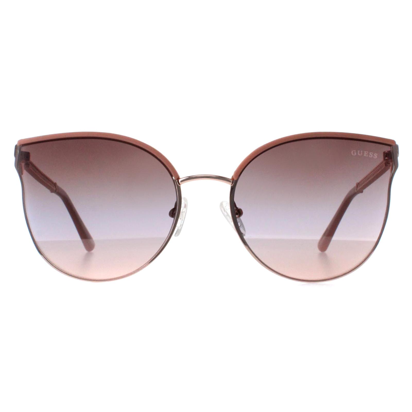 Thumbnail - Guess GF6092 28T glÃ¤nzende Sonnenbrille in RosÃ©gold und Bordeaux mit Farbverlauf