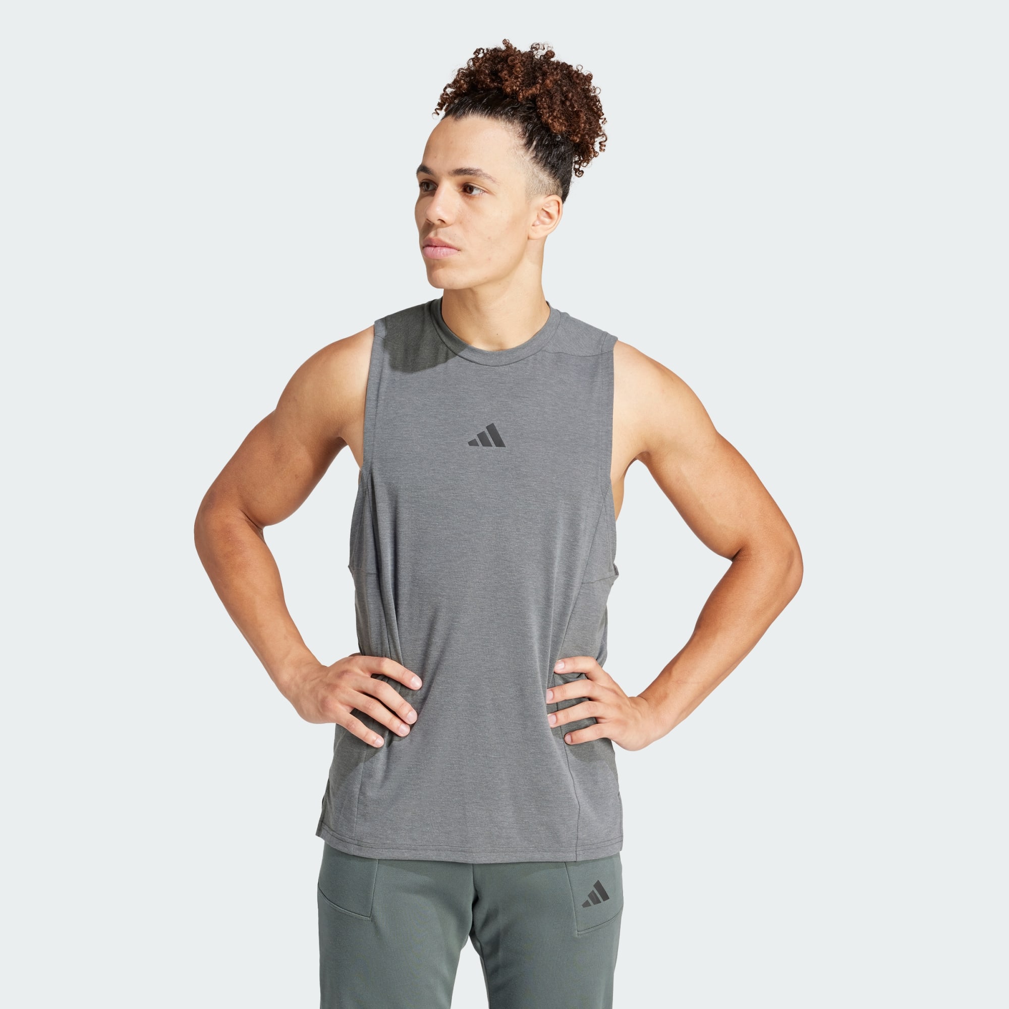 Adidas Performance Mens Designed For Training Workout Tank Top - Grey Recycled Material - Size X-Small