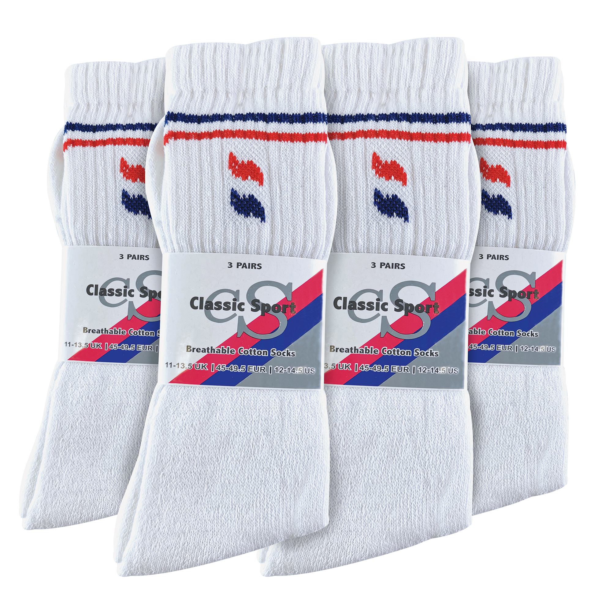 Sock Snob 12 par sportstrumpor i bomull för herrar i vitt och svart – bild 2