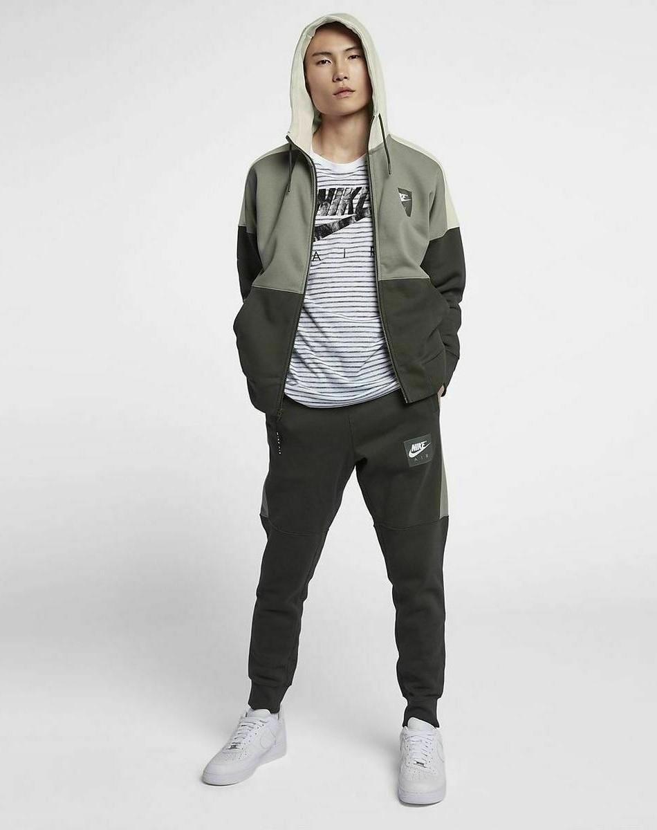 Thumbnail - Nike Air Herren Zip durch Trainingsanzug Set Olive Grün