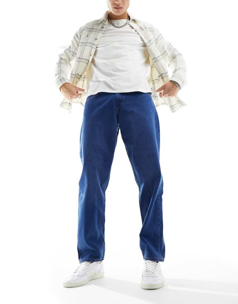 Lee Mens Oscar relaxed tapered fit jeans in 90s mid wash-Blue - Size 32W/34L