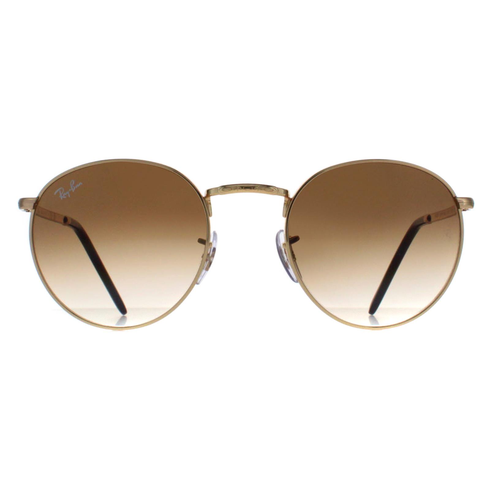 Thumbnail - Ray-Ban Rund Unisex Gold Braun Farbverlauf RB3637 Neu Rund