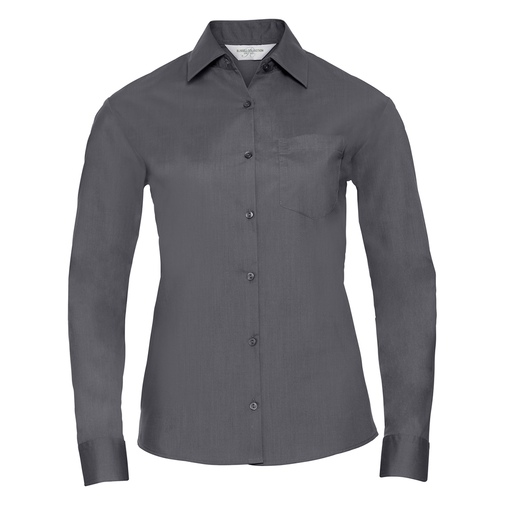 Russell Collection - "Classic" Hemd Pflegeleicht für Damen Langärmlig (Grau)