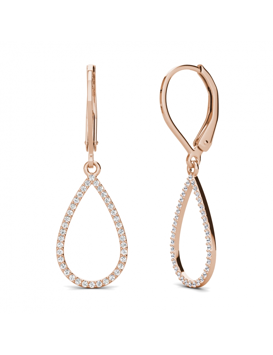 Thumbnail - Laelia Ohrringe mit baumelndem Ring - Rose Gold und Kristall