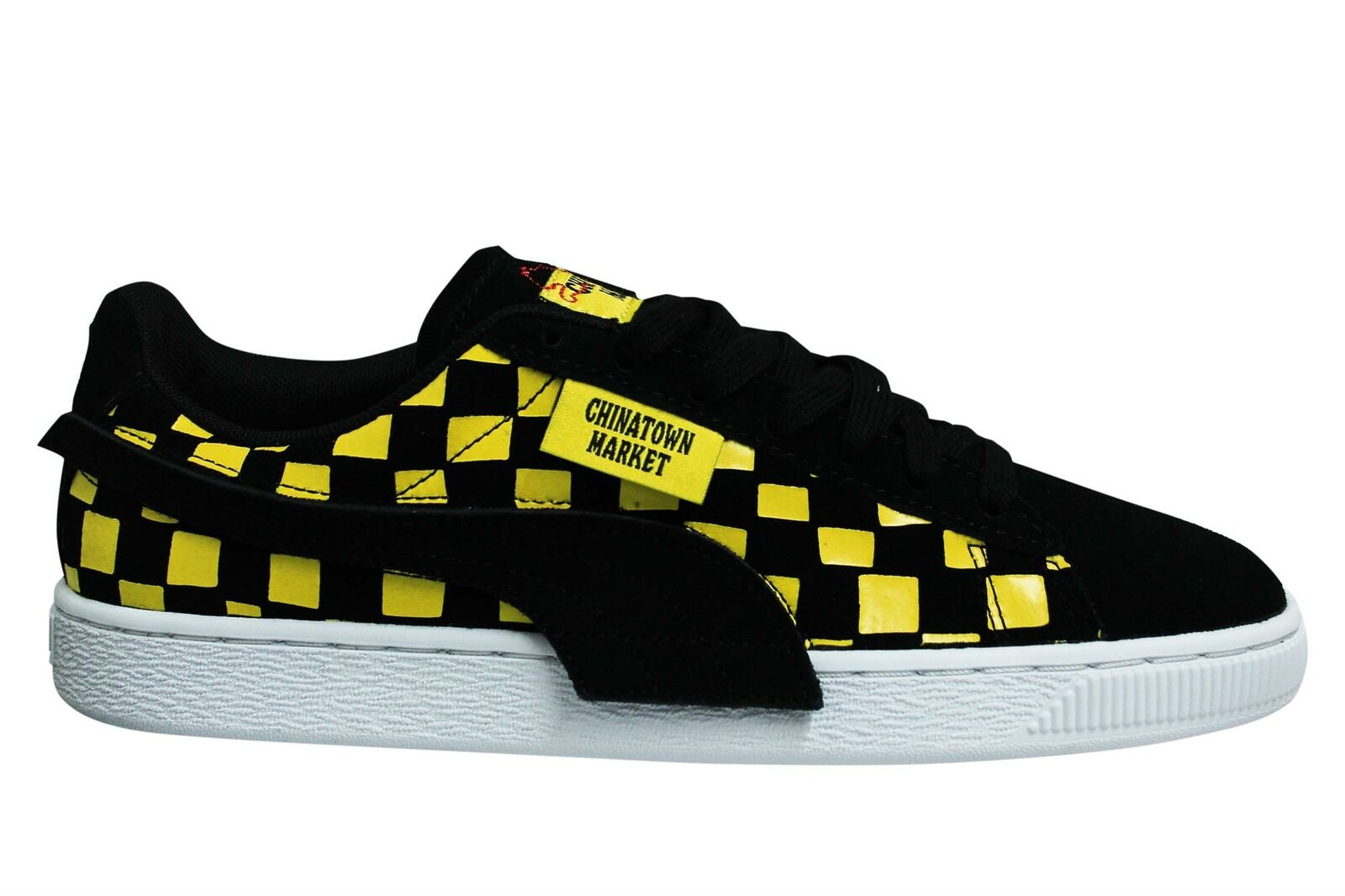 Suede x Chinatown Market Svart Gul Låg Lace Up Herr Träningsskor 370133 01
