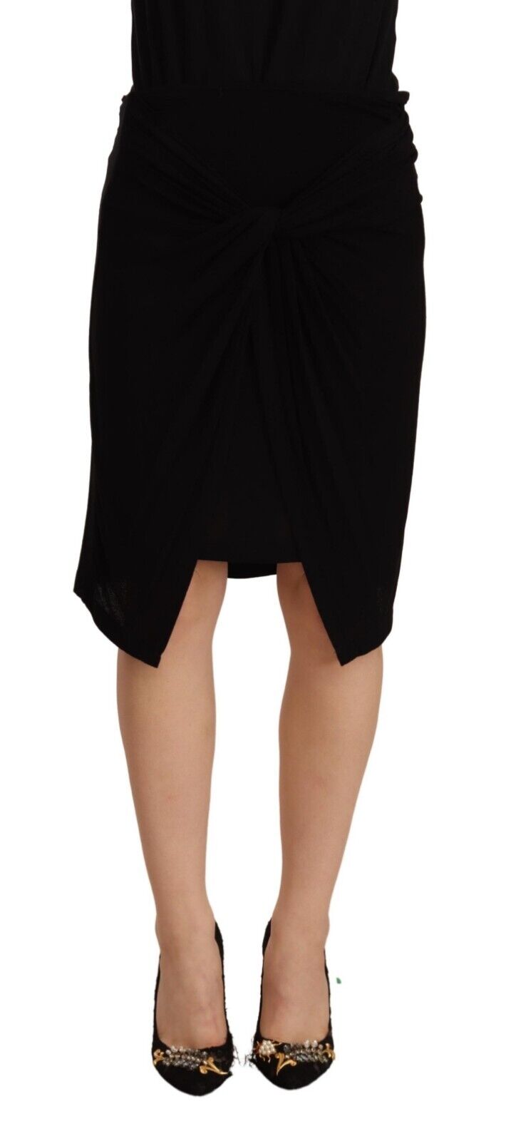Plein Sud WoMens Black High Waist Pencil Knee Length Viscose Skirt – Size 6 UK