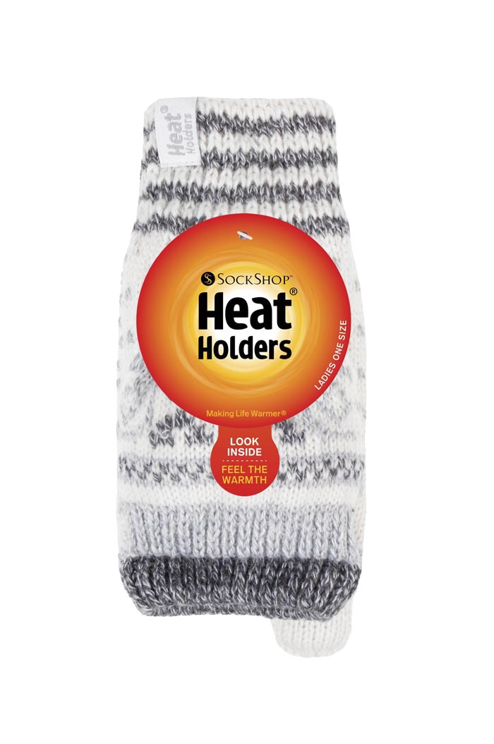 Heat Holders Ladies Warm Fairisle Mönstrade Termiska Fingerlösa Converter Handskar dam – bild 2
