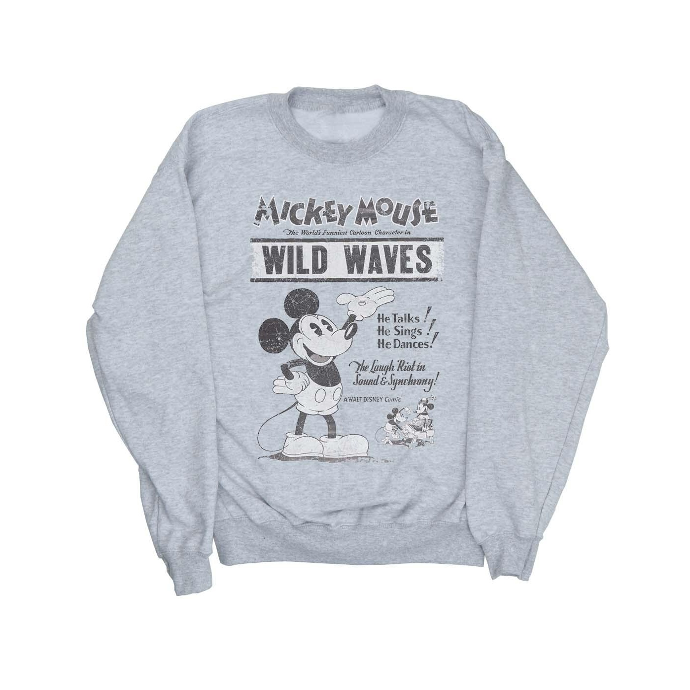 Thumbnail - Disney - "Mickey Mouse Making Waves" Sweatshirt für Herren (Grau)